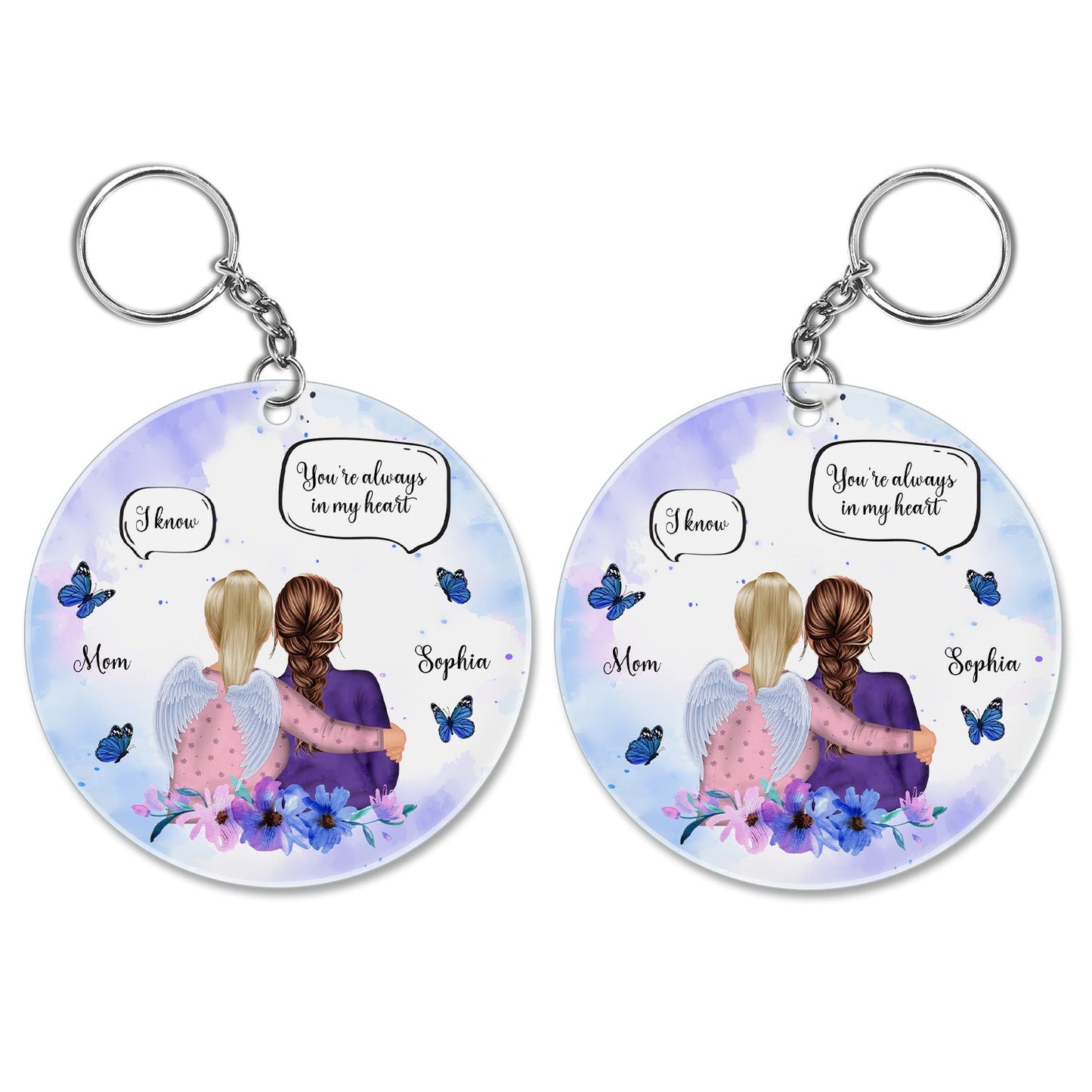 Personalized Memorial For Loved One Keychain: 'I Miss You' Keepsake for Mom, Daughter