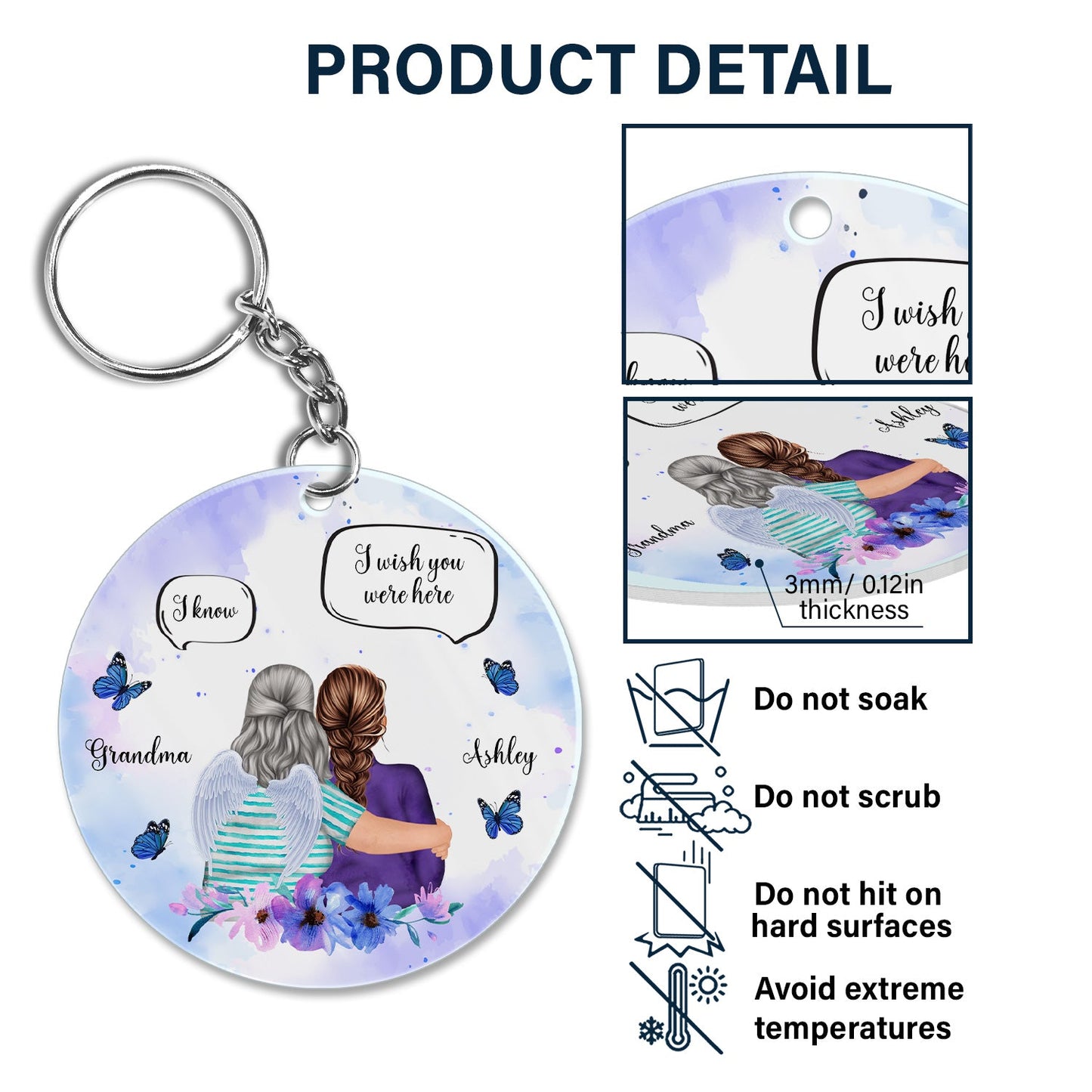 Personalized Memorial For Loved One Keychain: 'I Miss You' Keepsake for Mom, Daughter