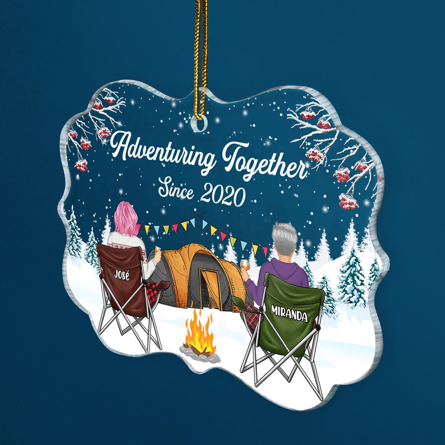 Custom 'Happy Campers' Ornament - Personalized Camping Christmas Gift for Couples