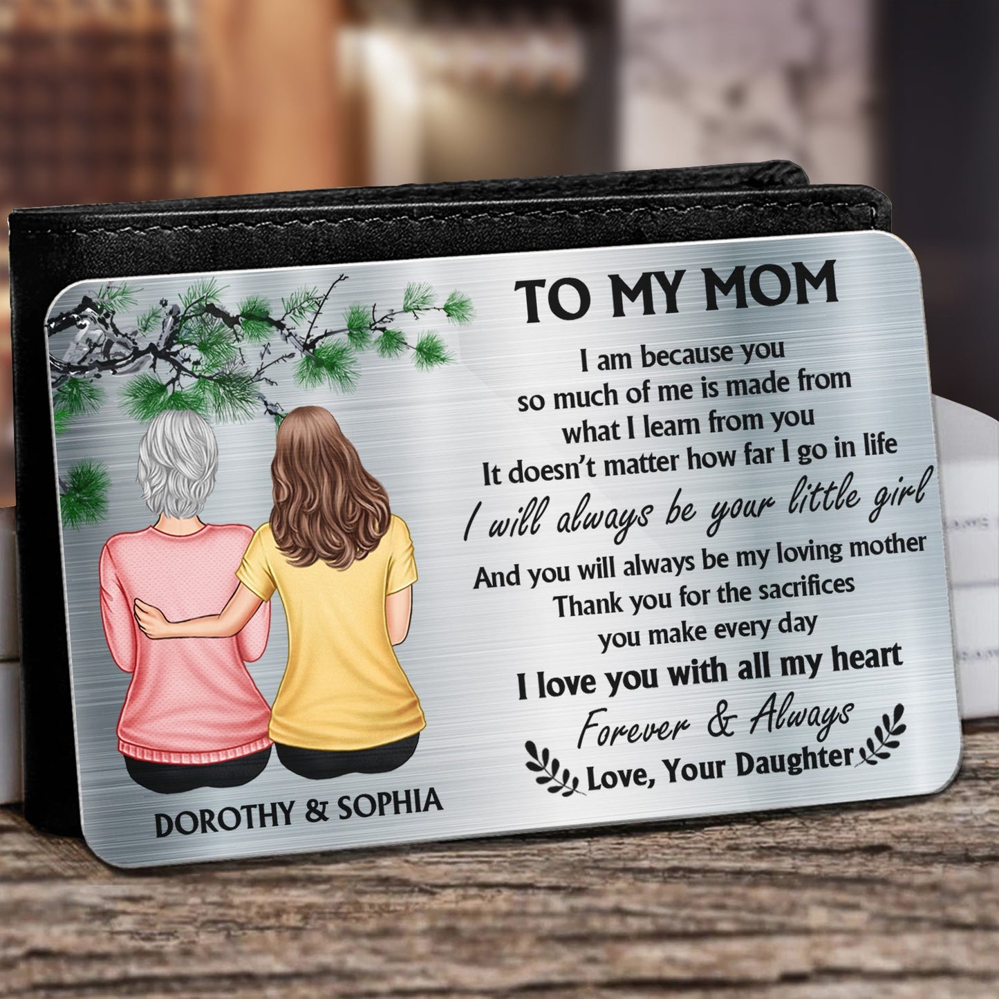 Personalized Mom Gift: 'Always Your Little Girl/Boy' Wallet Card Keepsake