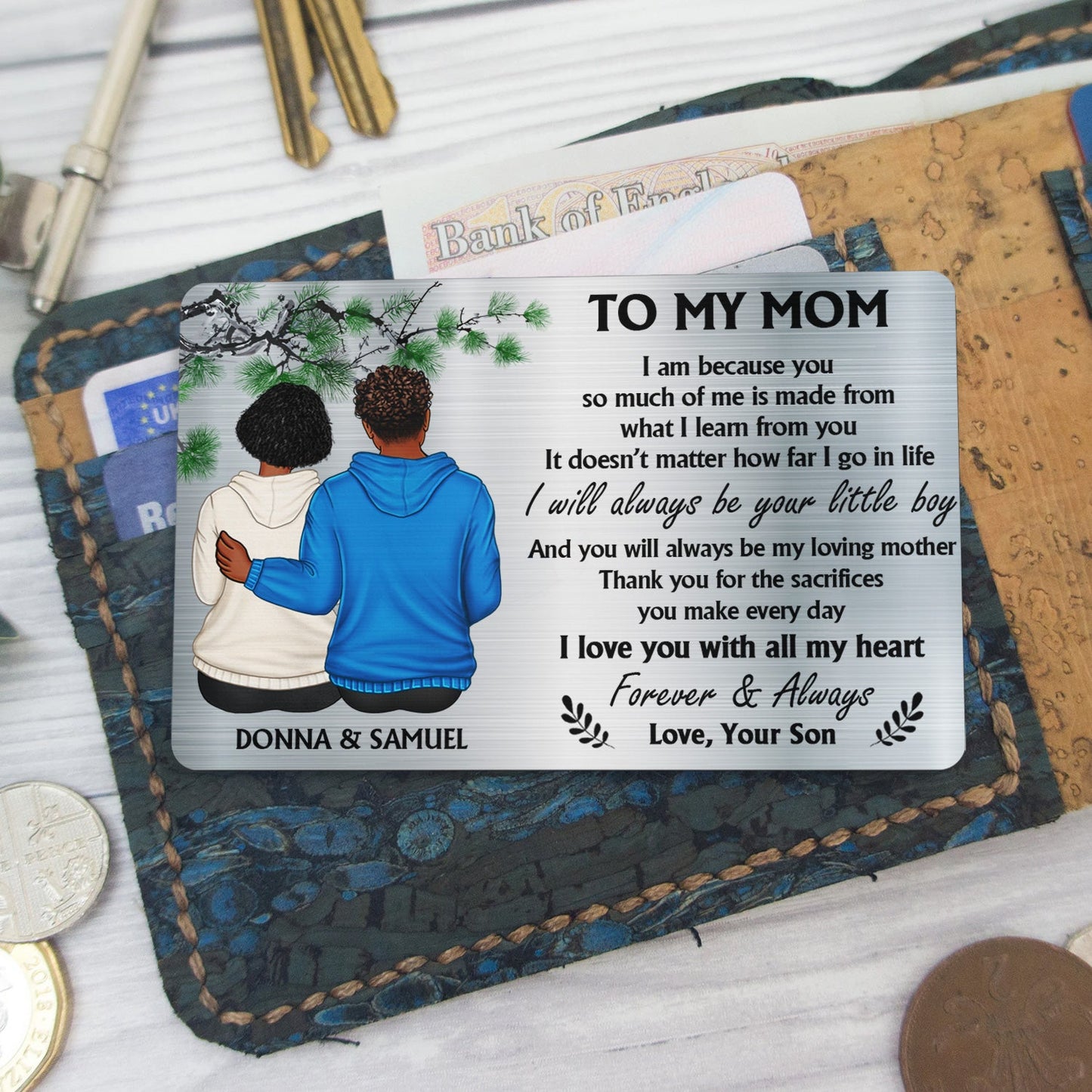 Personalized Mom Gift: 'Always Your Little Girl/Boy' Wallet Card Keepsake