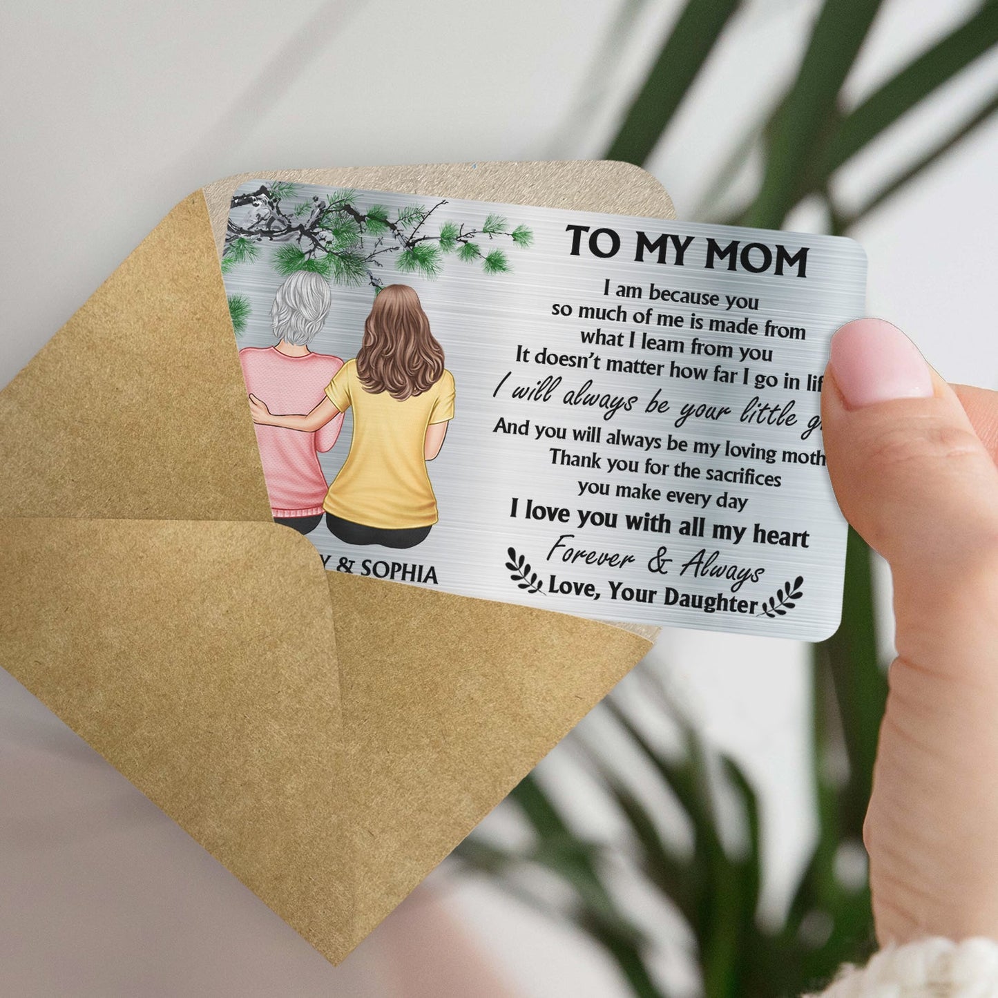 Personalized Mom Gift: 'Always Your Little Girl/Boy' Wallet Card Keepsake