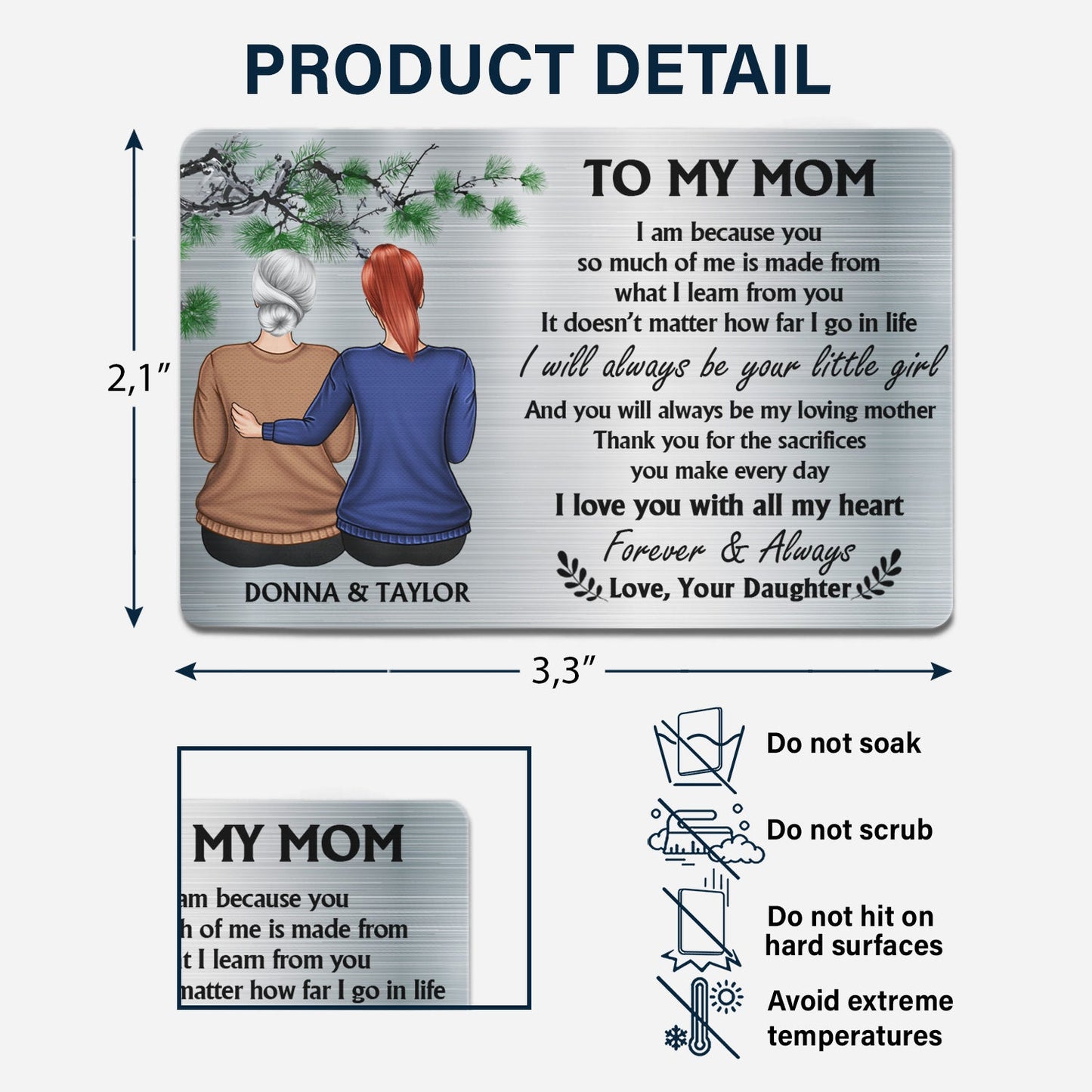 Personalized Mom Gift: 'Always Your Little Girl/Boy' Wallet Card Keepsake