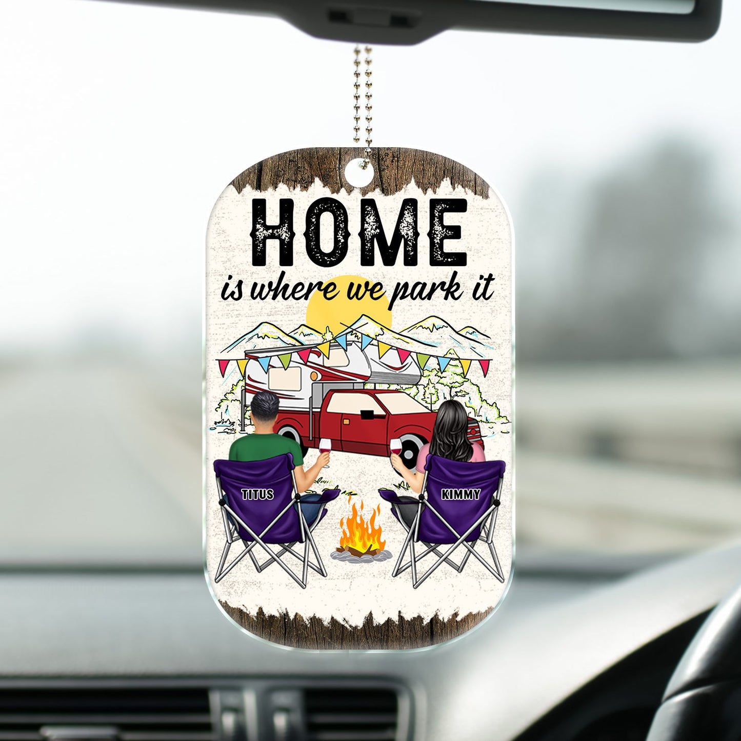 Custom 'Home Is Where We Park It' Camping Car Hanger for Couples