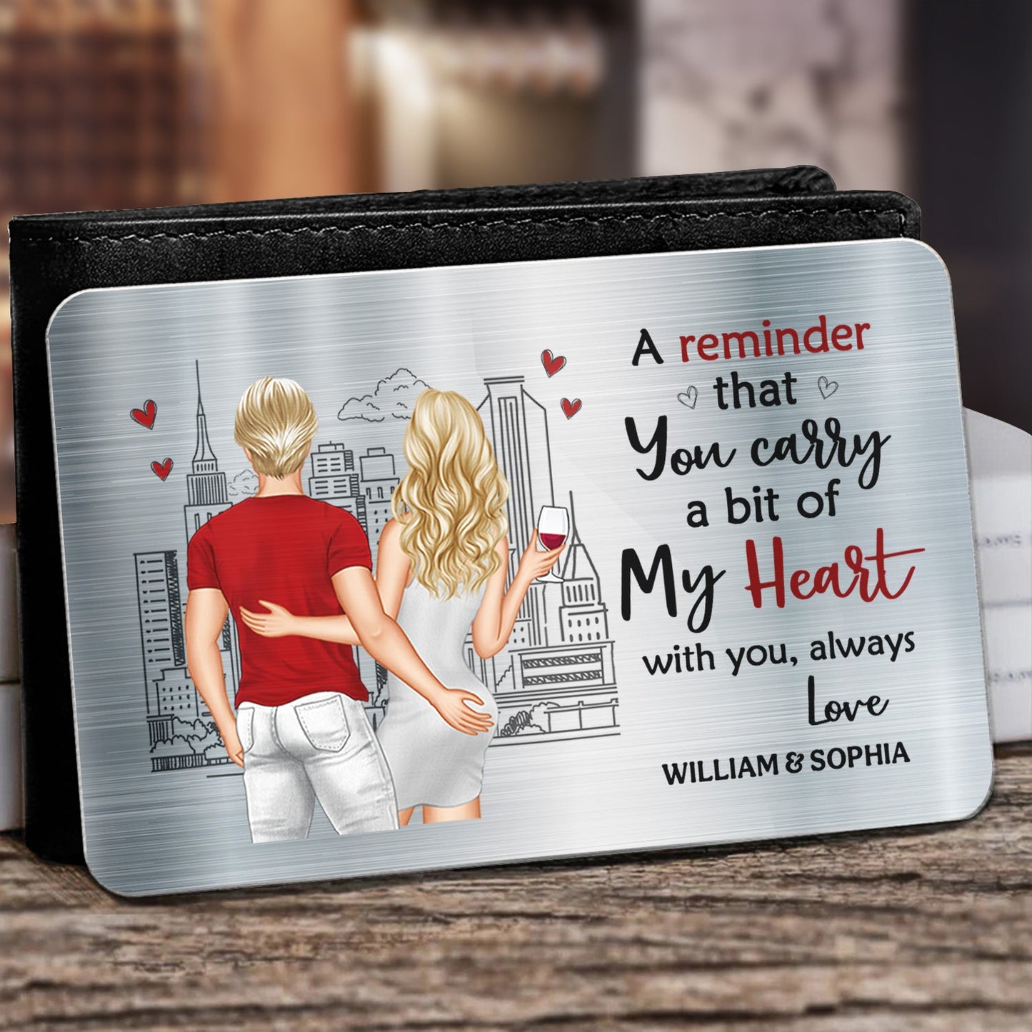 Personalized Couple Wallet Card - "A Bit of My Heart" Keepsake Gift