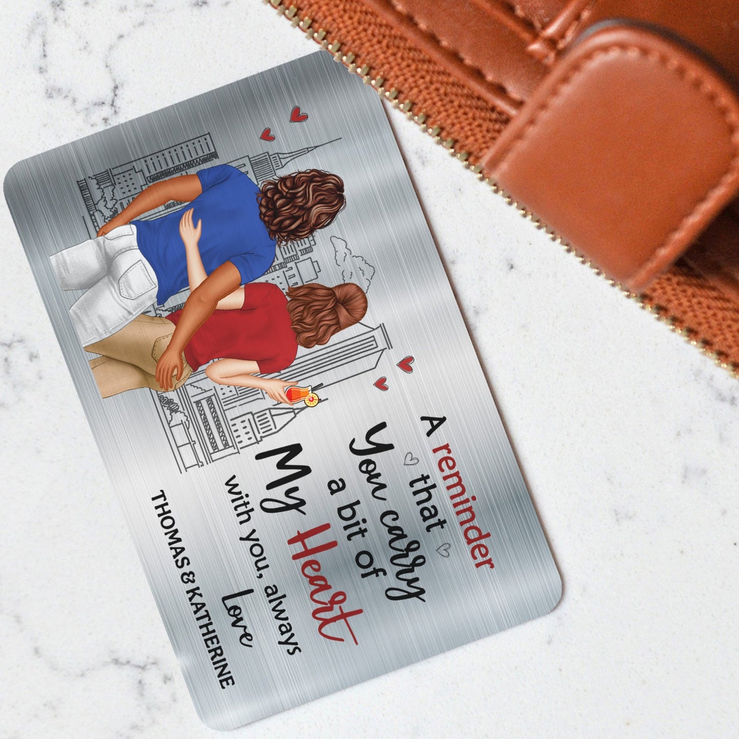 Personalized Couple Wallet Card - "A Bit of My Heart" Keepsake Gift