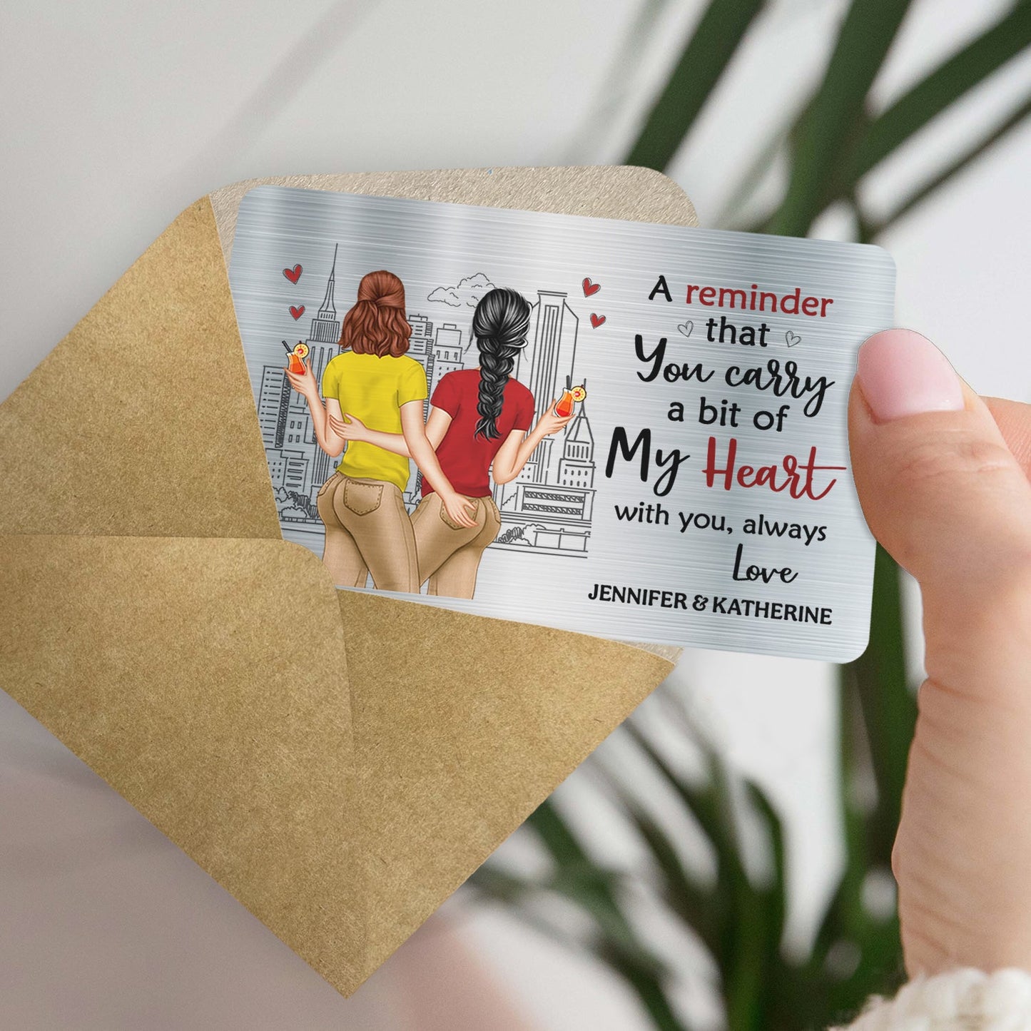 Personalized Couple Wallet Card - "A Bit of My Heart" Keepsake Gift
