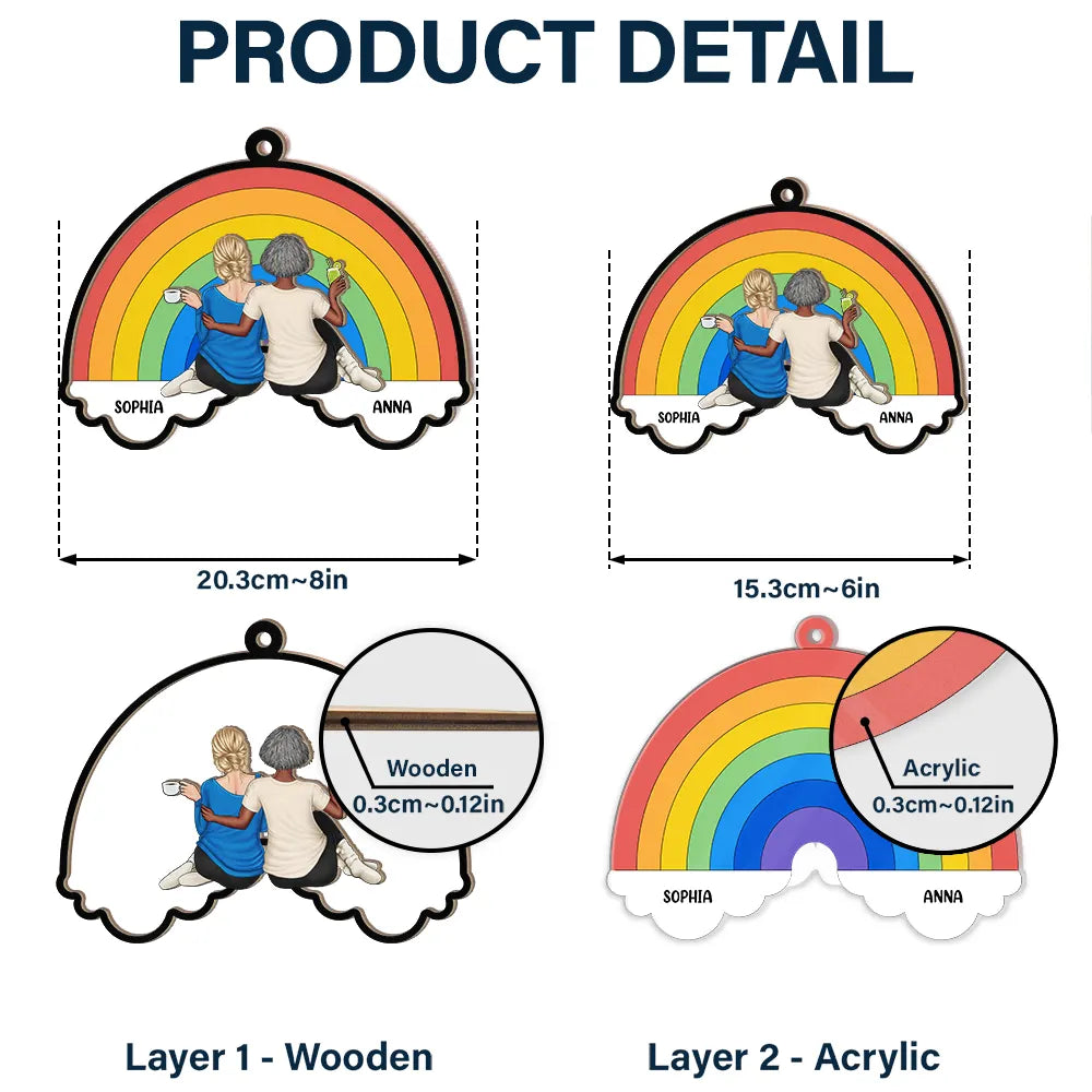 Personalized 'Love Is Love' Rainbow Suncatcher Ornament for LGBT Couples