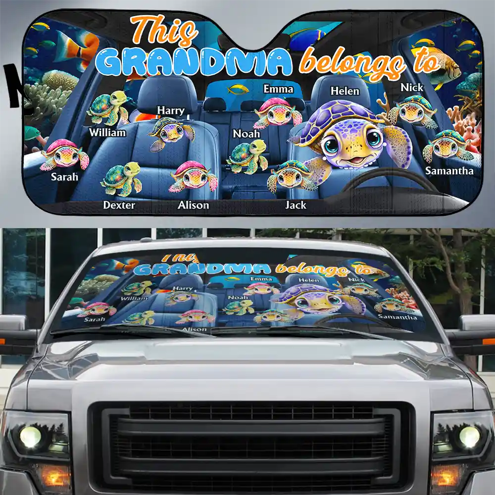Personalized 'This Grandma Belongs To' Turtle Sunshade for Grandkids