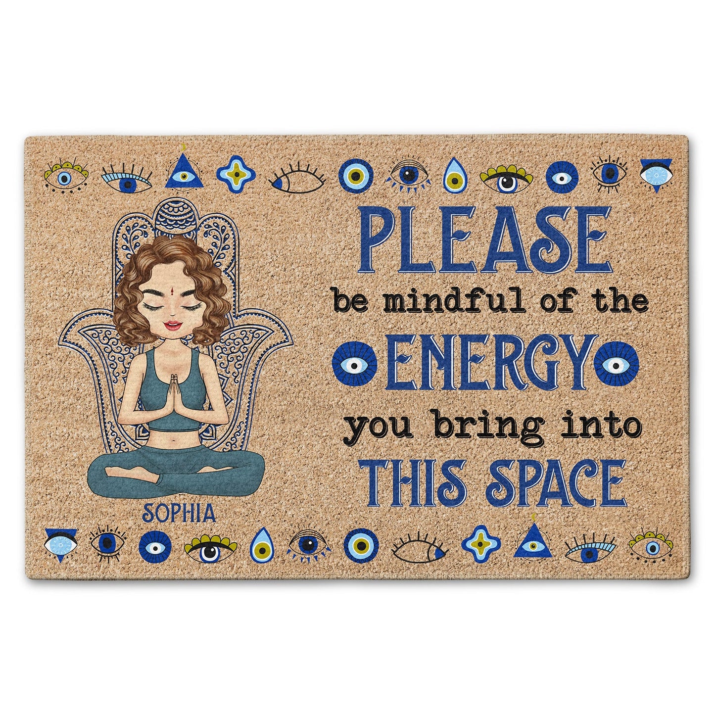 Personalized 'Mindful Energy' Doormat - Yoga Lover & Home Decor Gift
