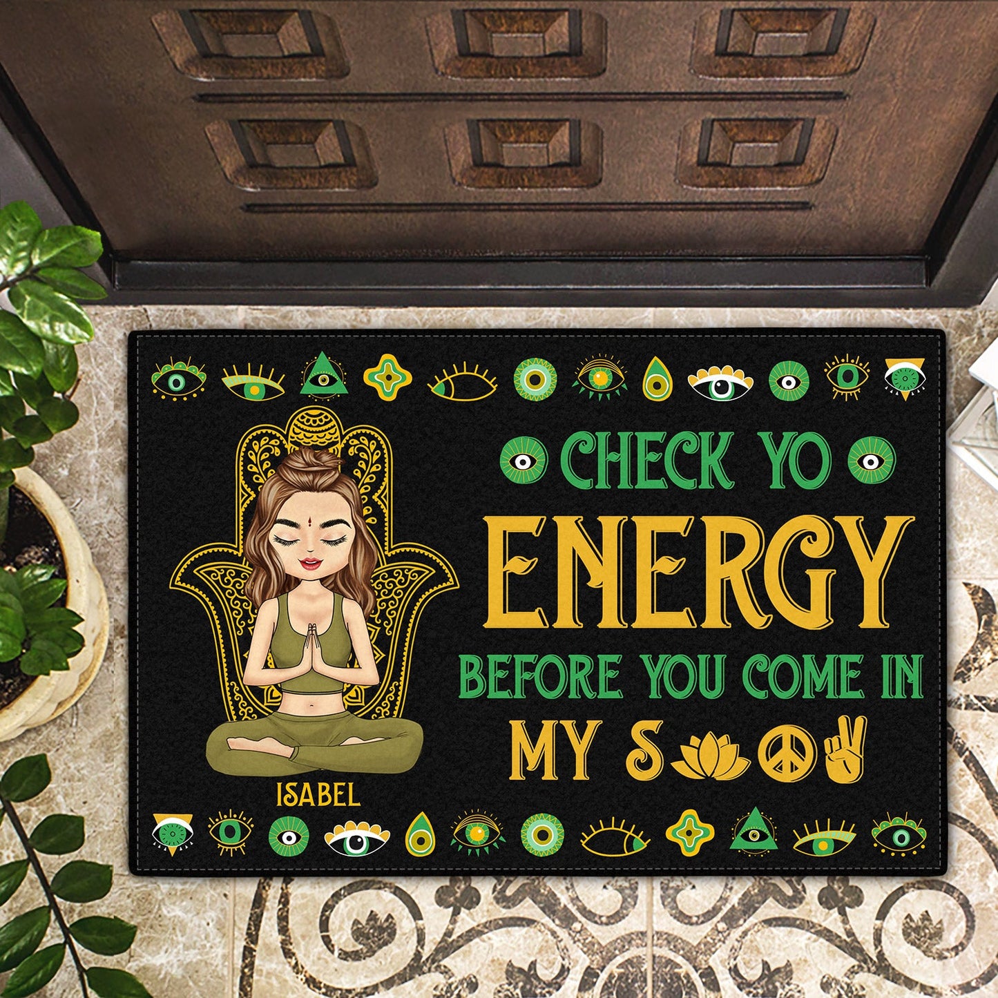 Personalized 'Mindful Energy' Doormat - Yoga Lover & Home Decor Gift