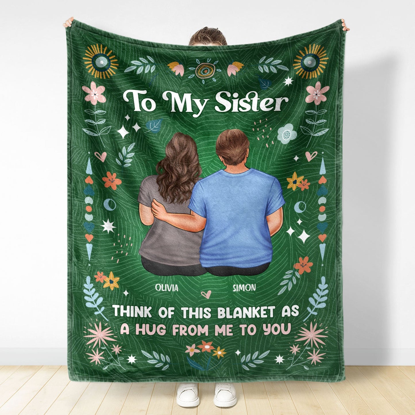 Personalized 'A Hug From Me To You' Blanket for Sister & Brother