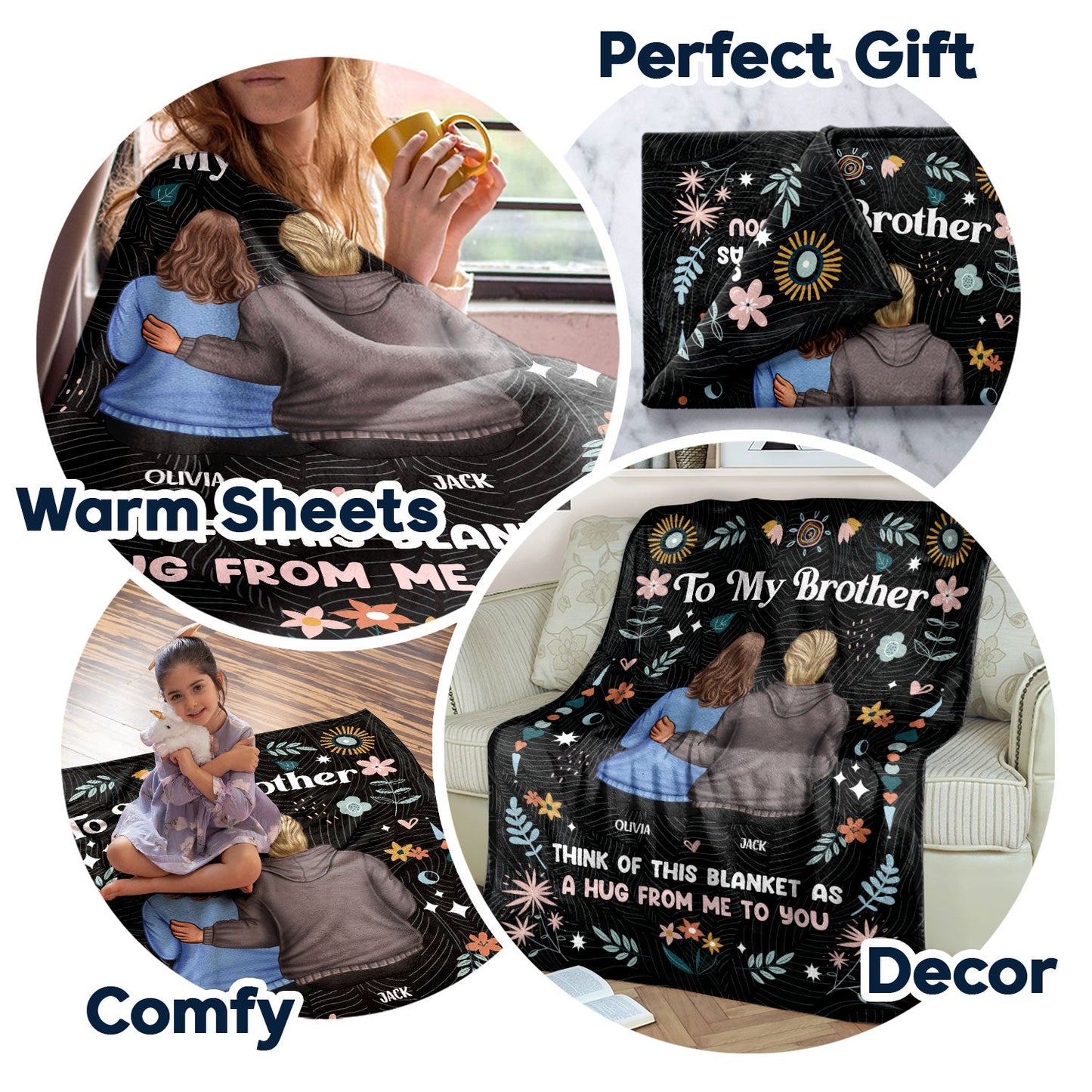 Personalized 'A Hug From Me To You' Blanket for Sister & Brother