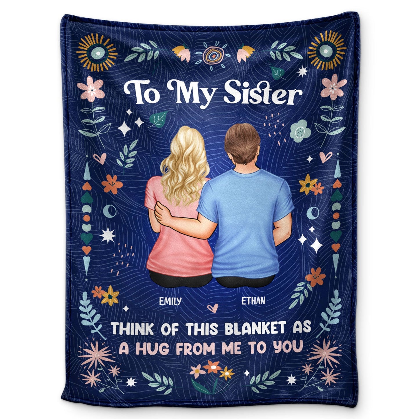 Personalized 'A Hug From Me To You' Blanket for Sister & Brother