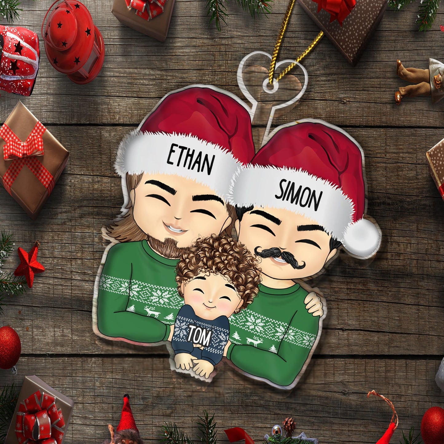 Personalized Grandparents Hugging Grandchild Christmas Keepsake Ornament