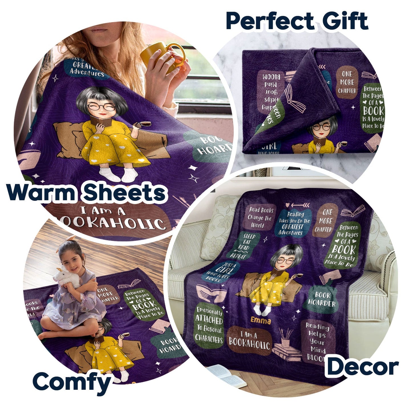 Personalized 'Just A Girl Who Loves Books' Blanket for Readers