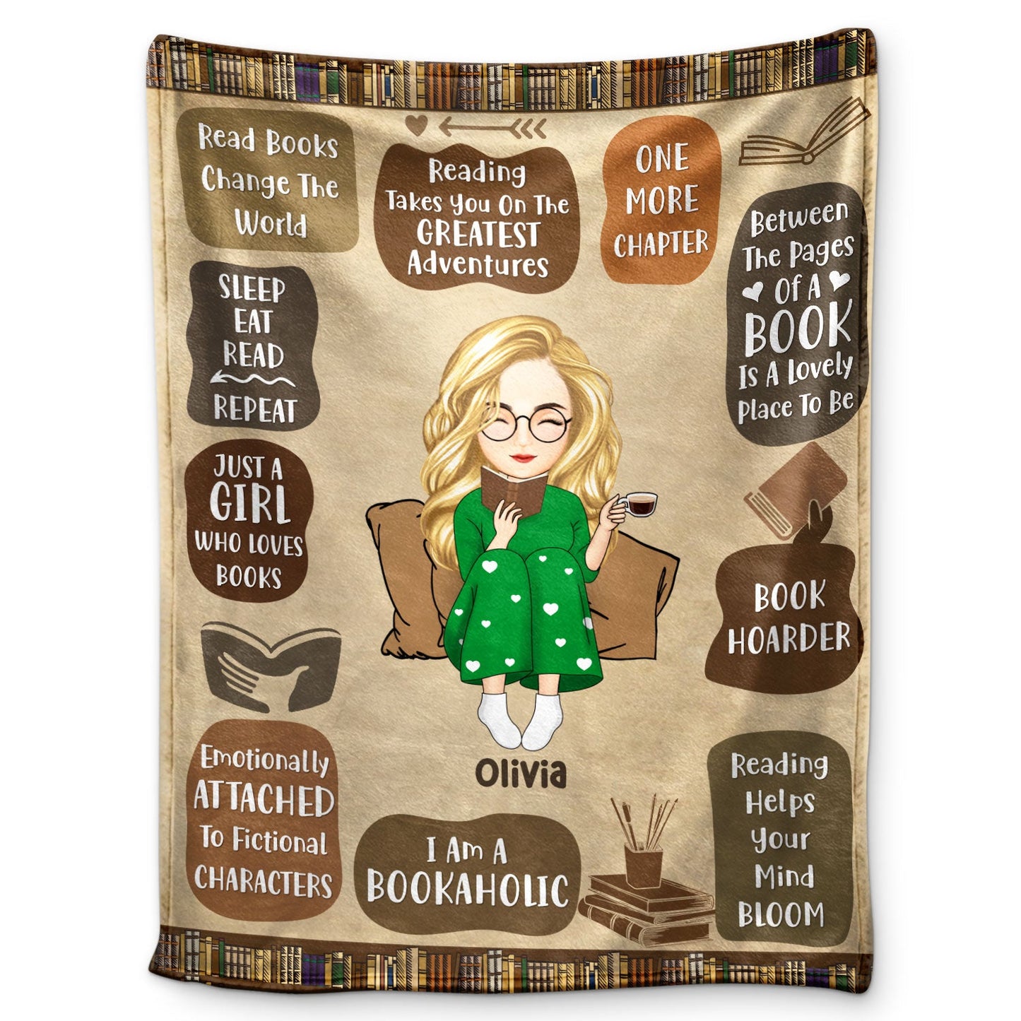 Personalized "Just A Girl Who Loves Books" Cozy Reading Blanket Gift