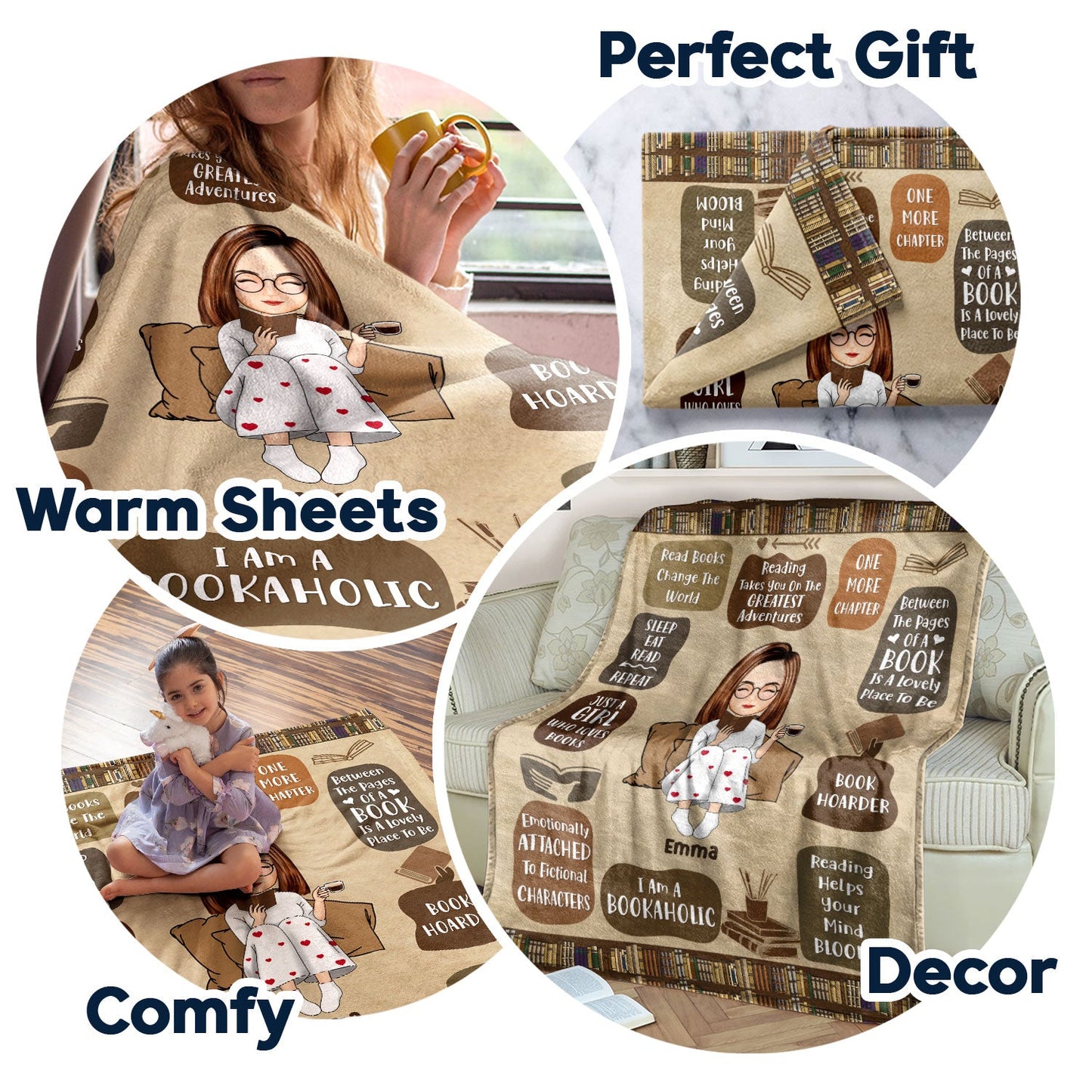 Personalized "Just A Girl Who Loves Books" Cozy Reading Blanket Gift