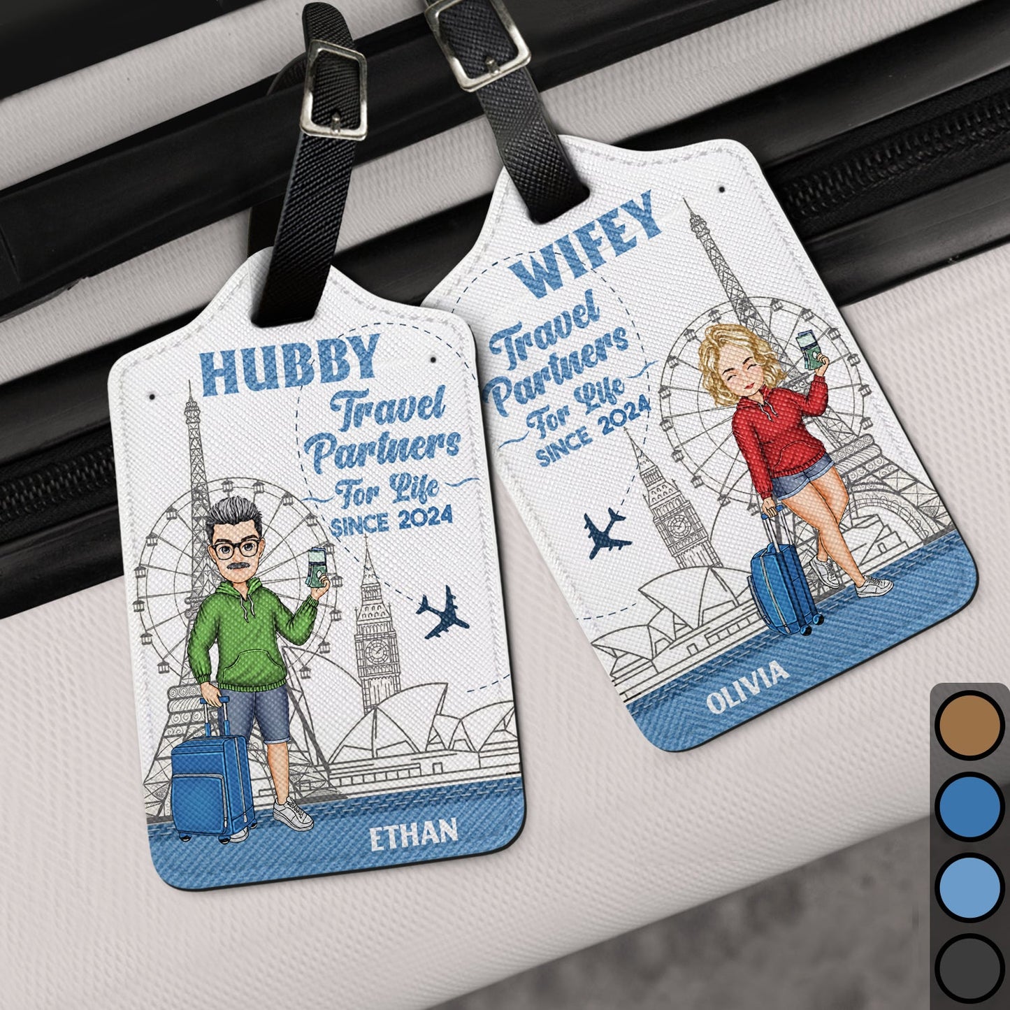 Heartfelt Personalized Luggage Tags for Hubby & Wifey Travel Partners