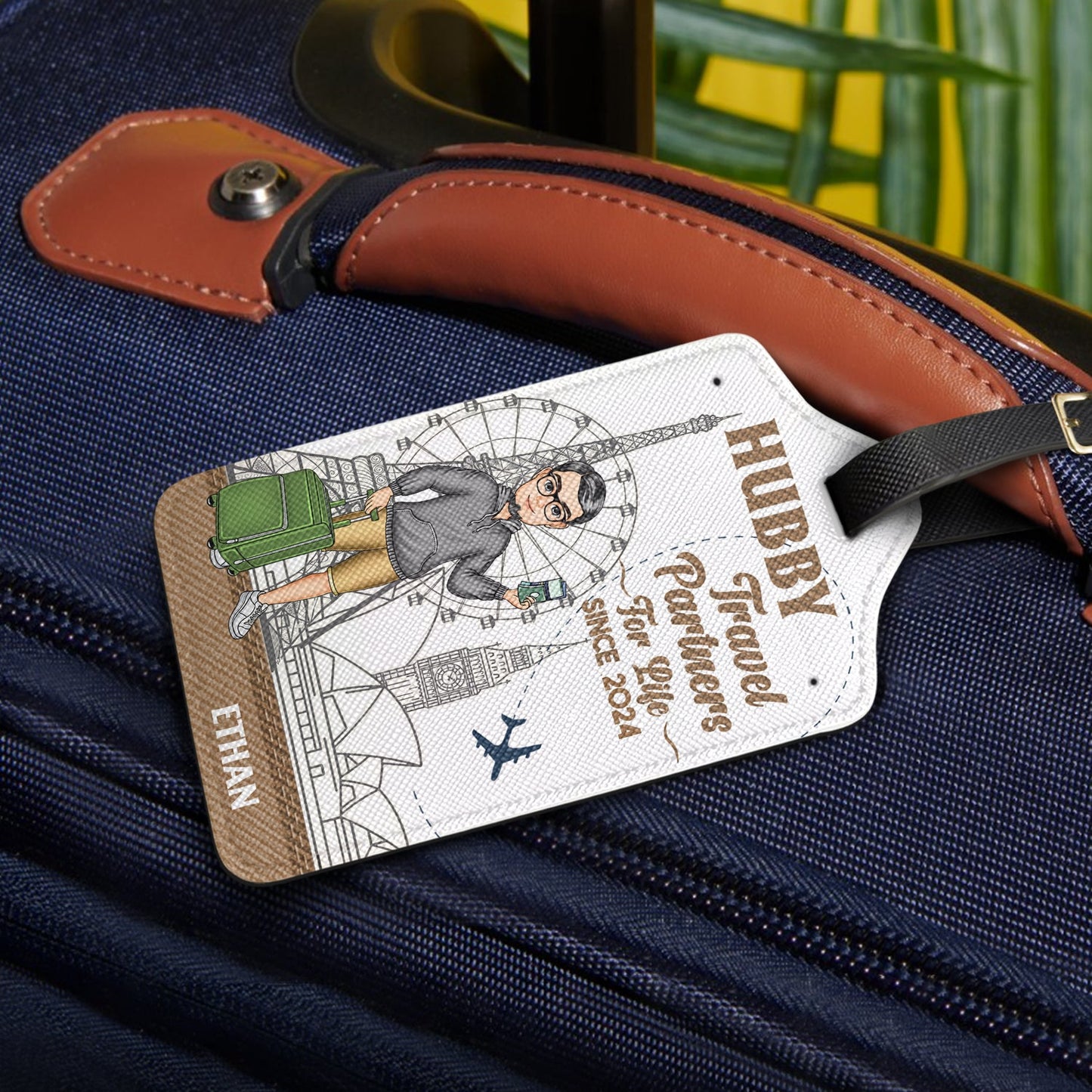 Heartfelt Personalized Luggage Tags for Hubby & Wifey Travel Partners