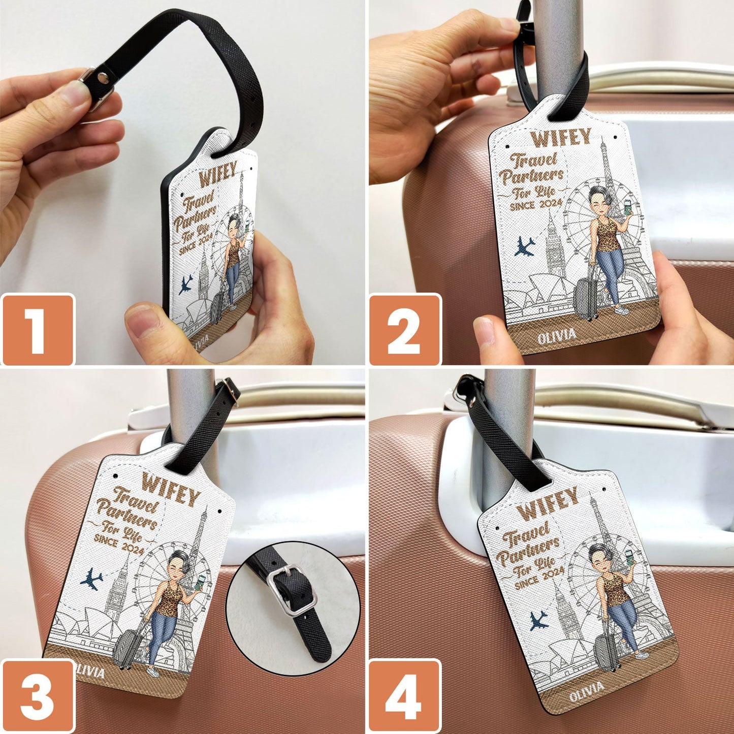 Heartfelt Personalized Luggage Tags for Hubby & Wifey Travel Partners