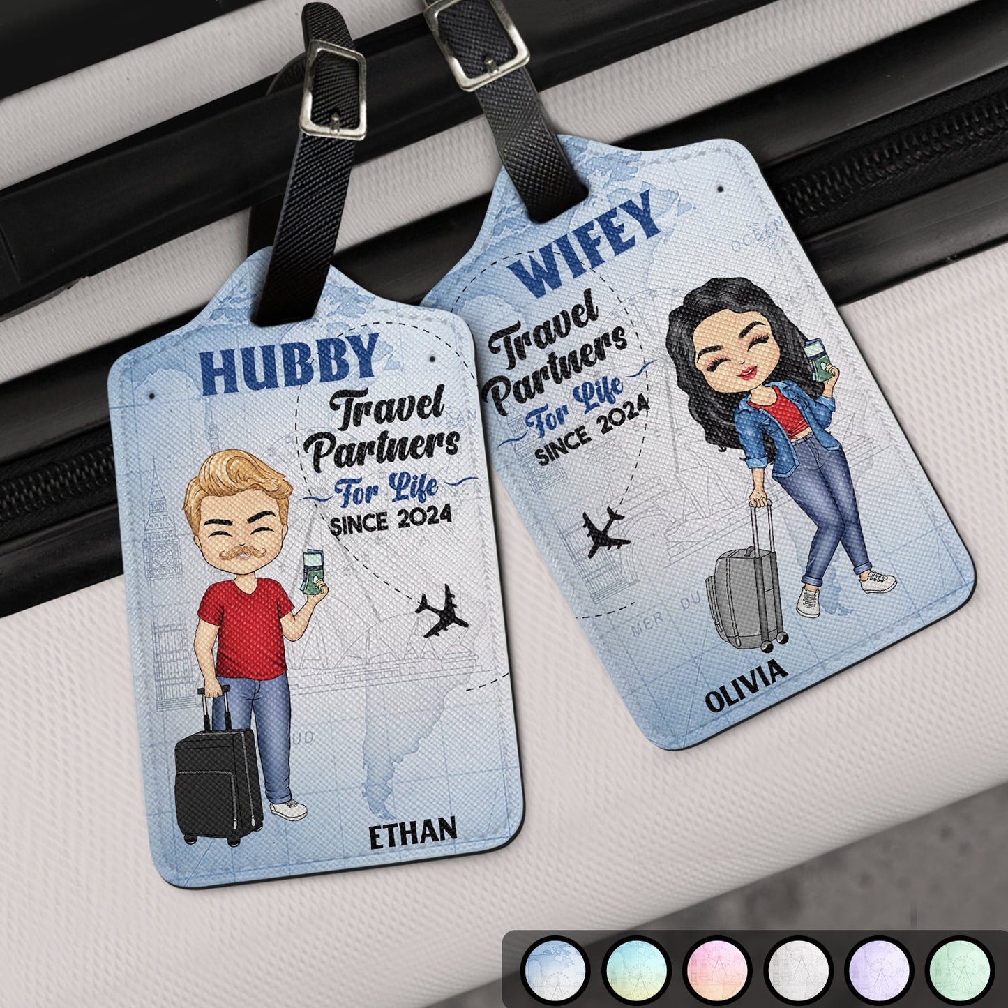 Personalized Hubby & Wifey 'Travel Partners For Life' Couple Luggage Tags