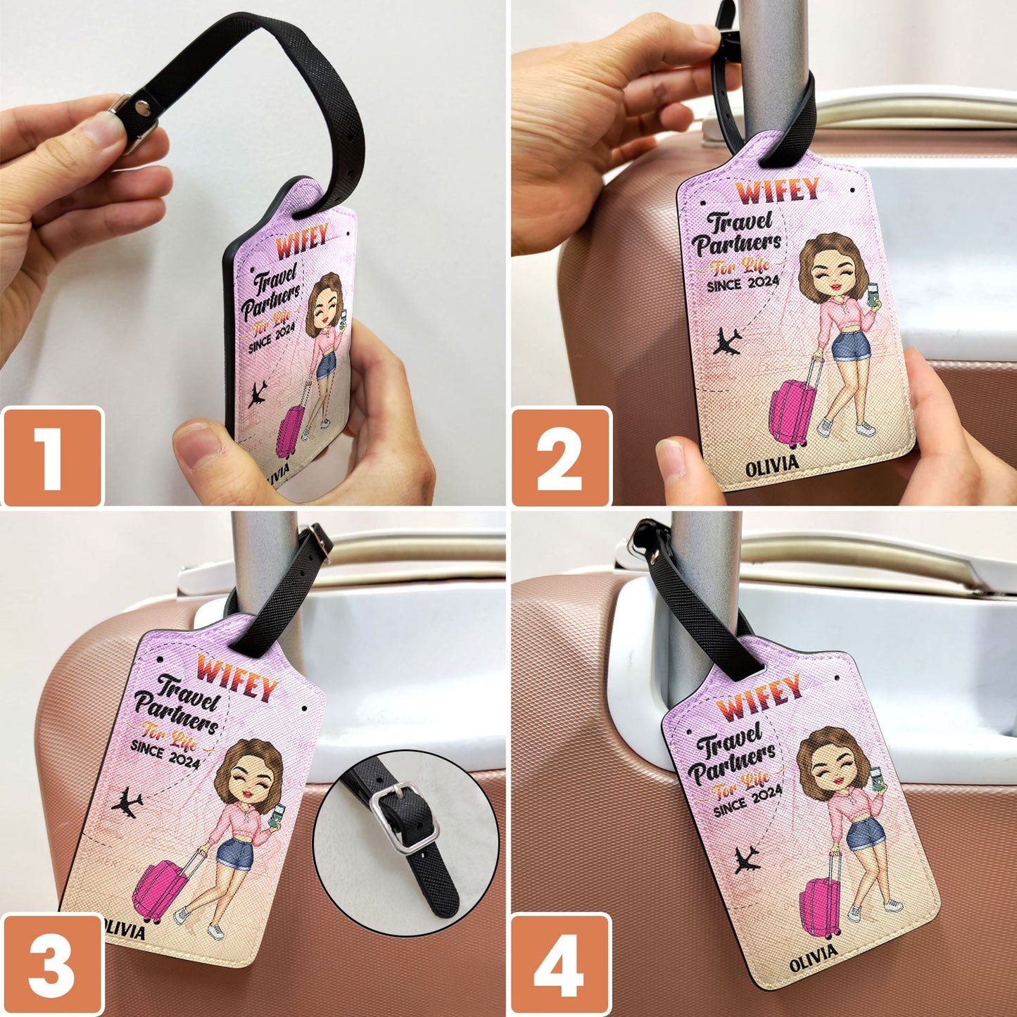 Personalized Hubby & Wifey 'Travel Partners For Life' Couple Luggage Tags