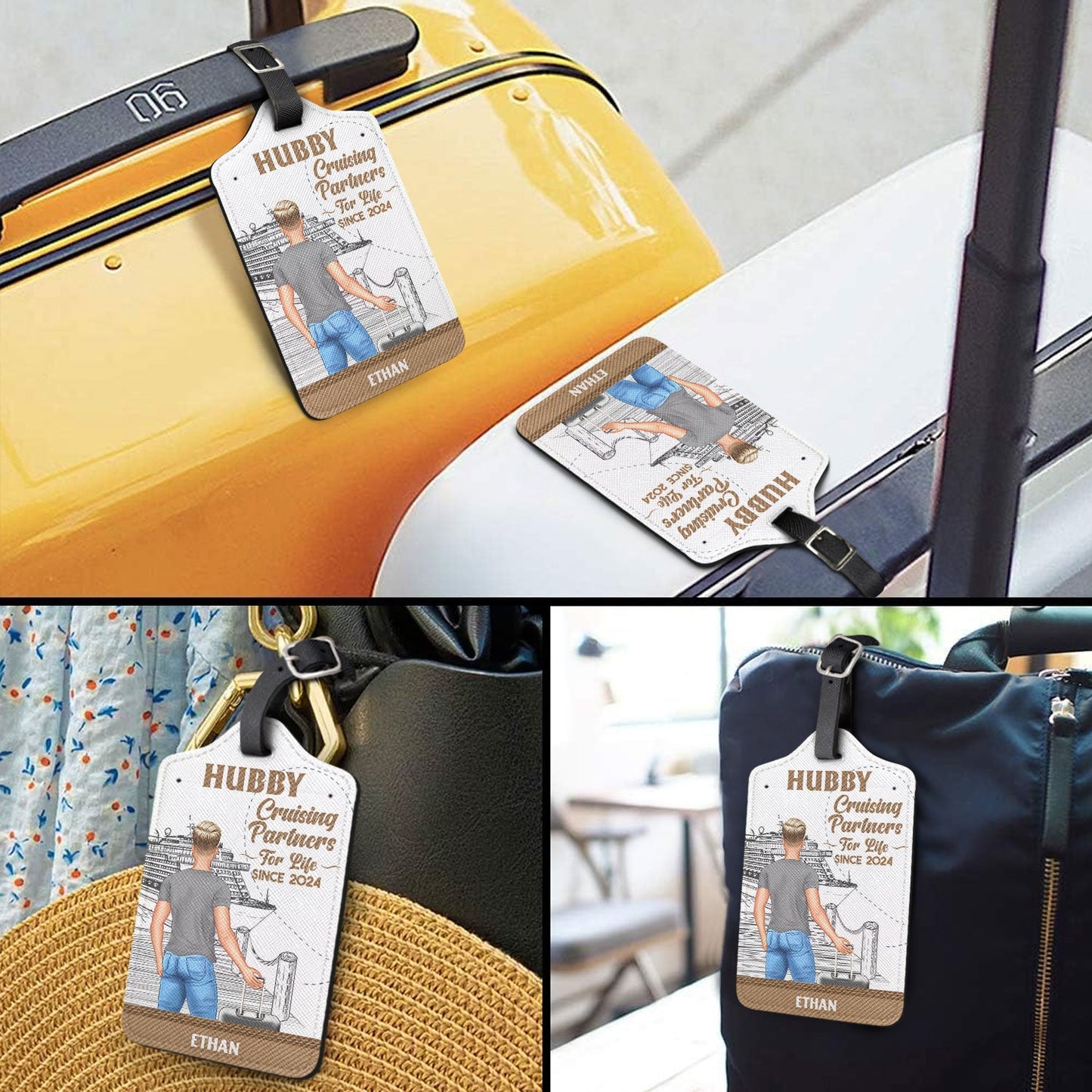 Heartfelt Personalized 'Cruising Partners For Life' Luggage Tags for Couples