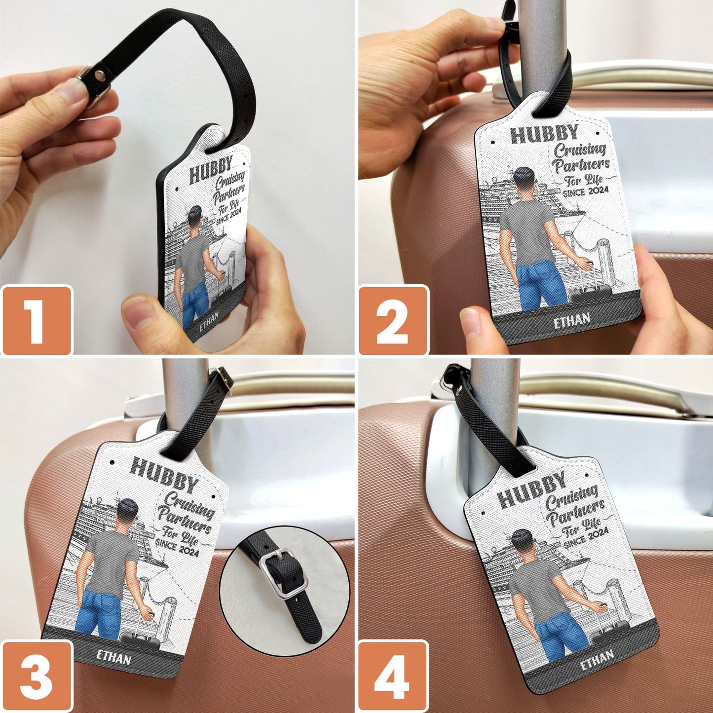 Heartfelt Personalized 'Cruising Partners For Life' Luggage Tags for Couples