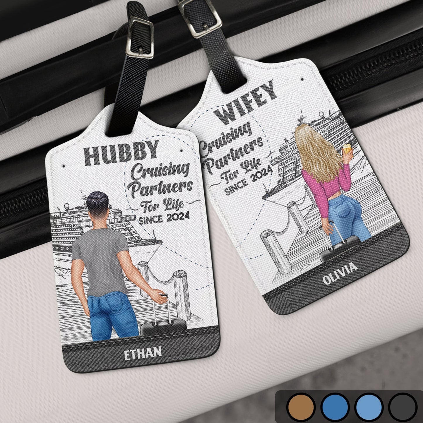 Heartfelt Personalized 'Cruising Partners For Life' Luggage Tags for Couples
