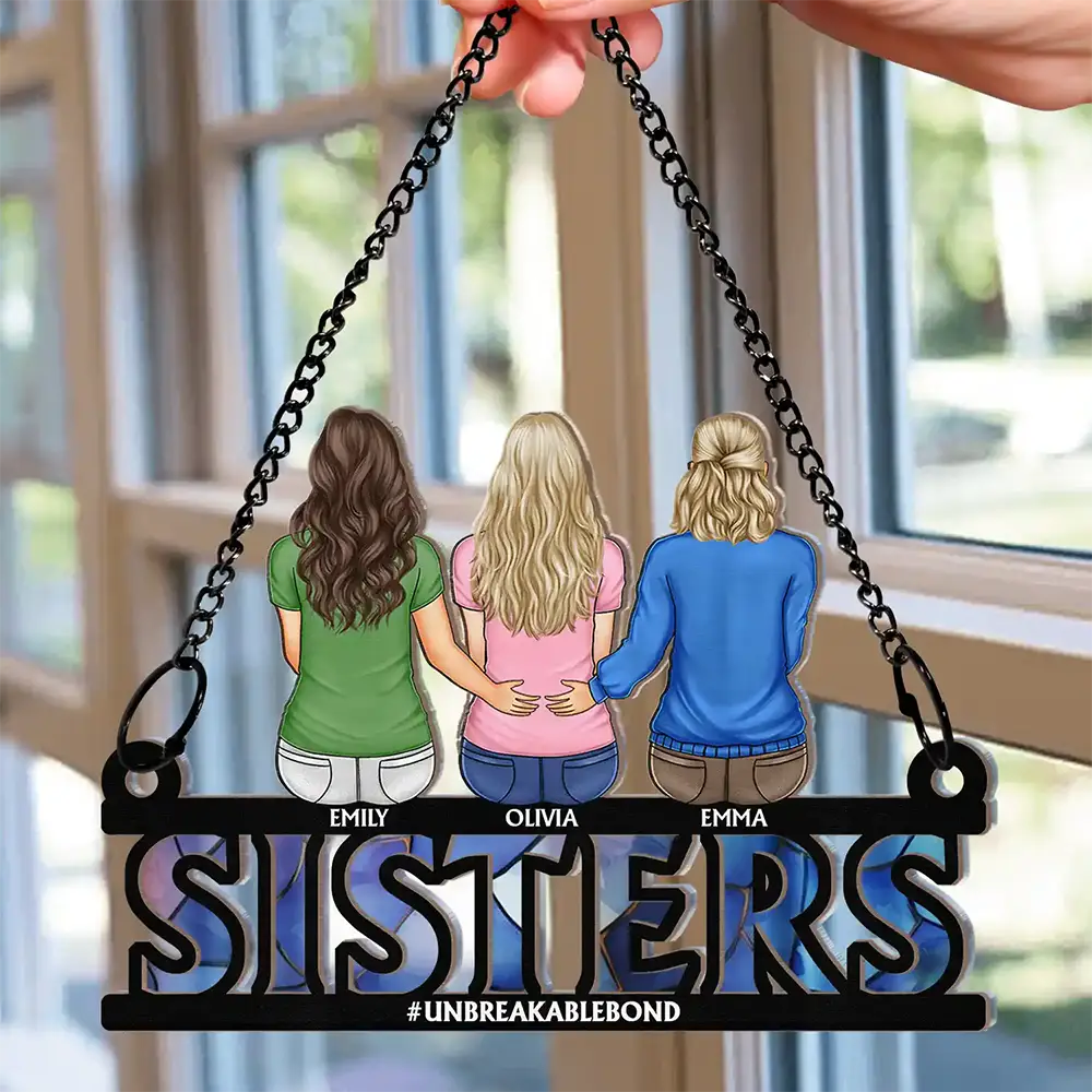 Heartfelt Personalized Suncatcher: 'Family Forever Unbreakable Bond' for Dad