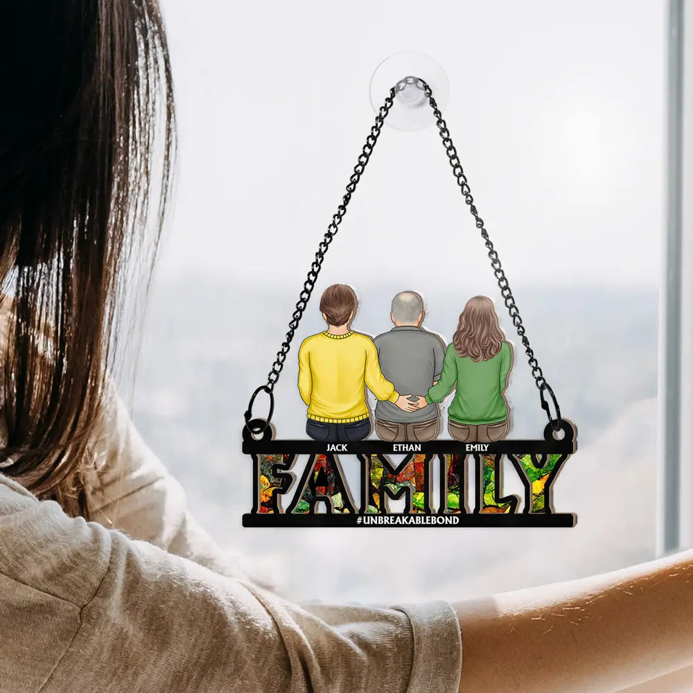 Personalized 'Family Forever' Suncatcher Ornament for Dad & Family