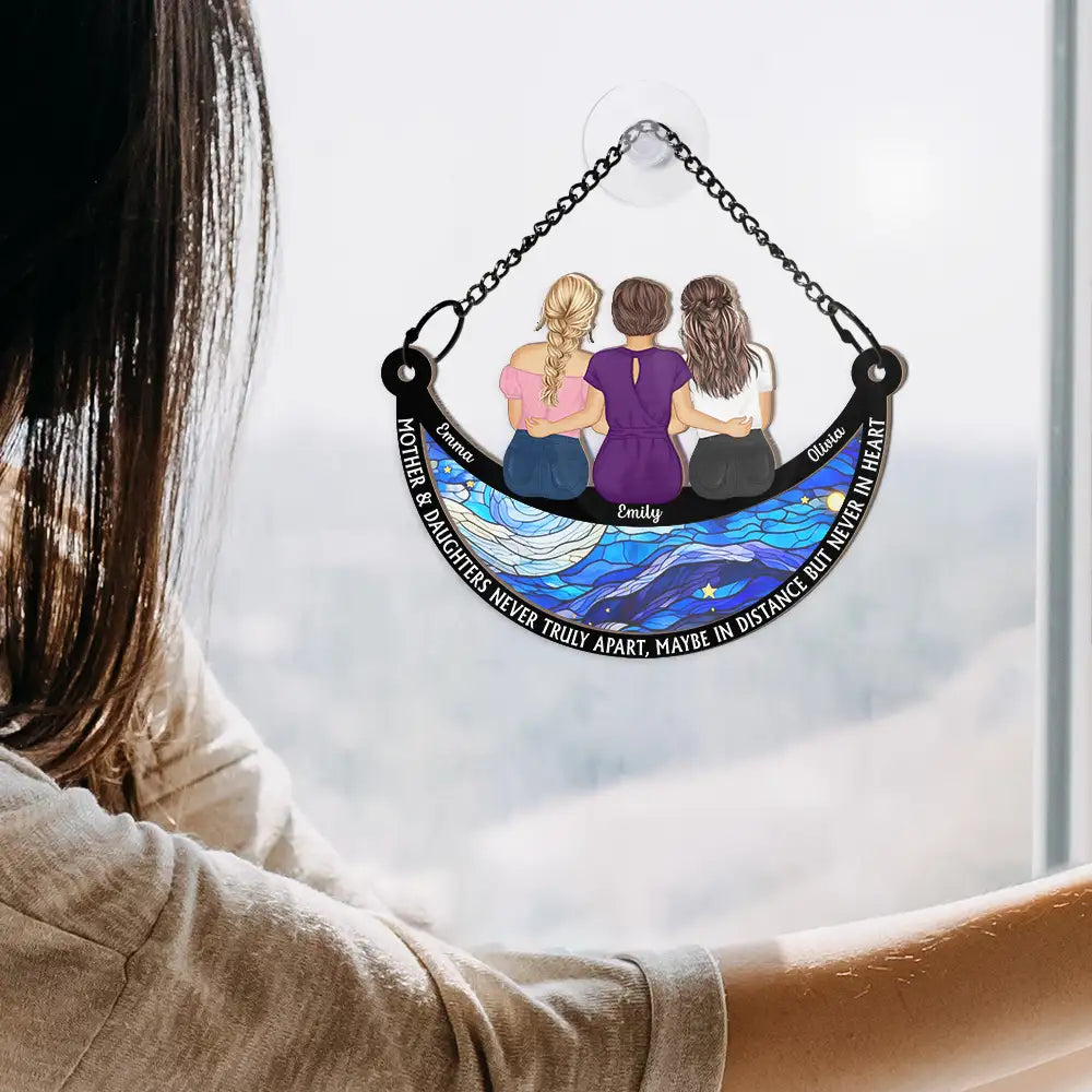 Gift For Mother, Mom - Daughters (Adult), Gift For Daughter - The Love Between Mother & Daughter Is Forever - Personalized Window Hanging Suncatcher Ornament