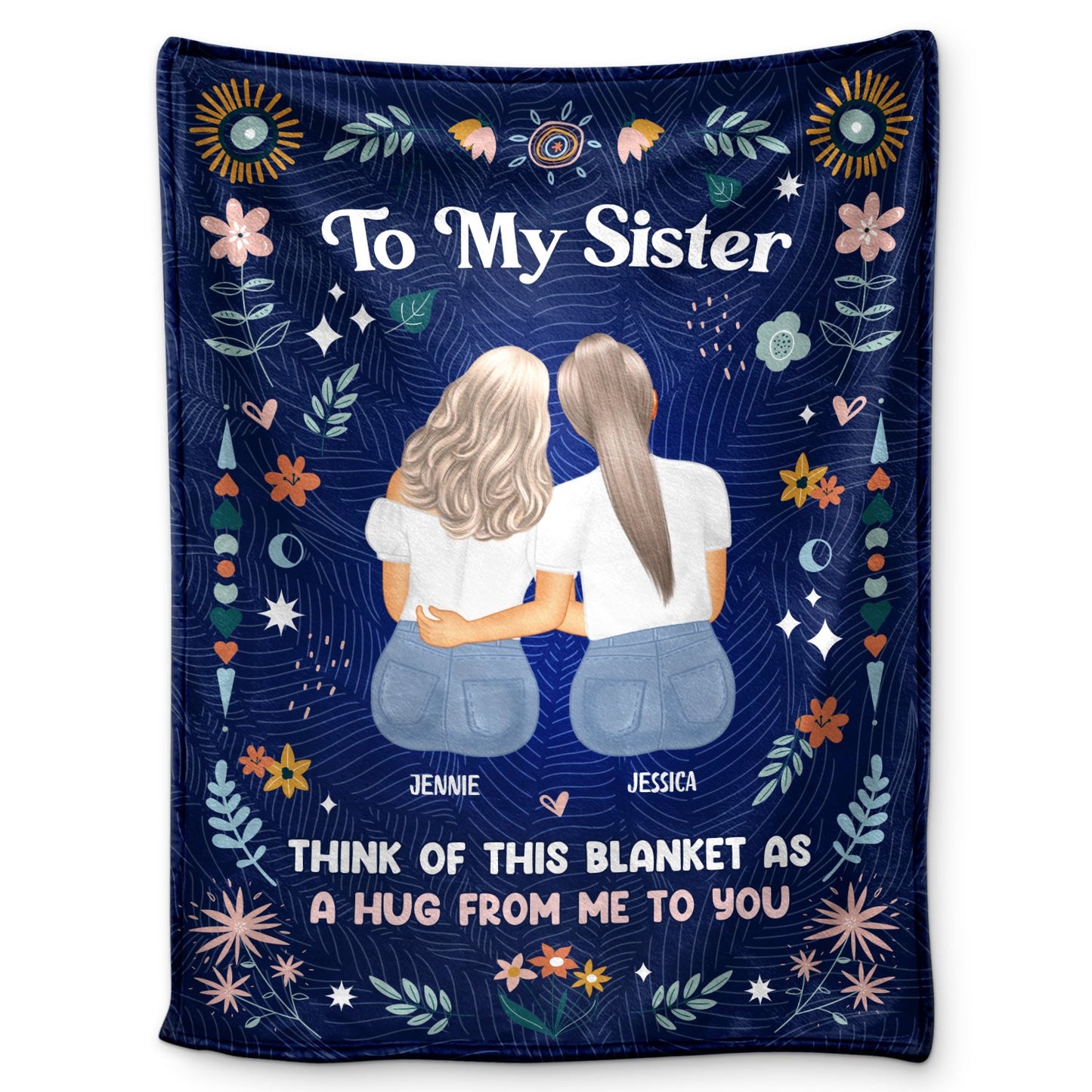 Personalized Sister Blanket: 'A Hug From Me To You' Custom Fleece Gift