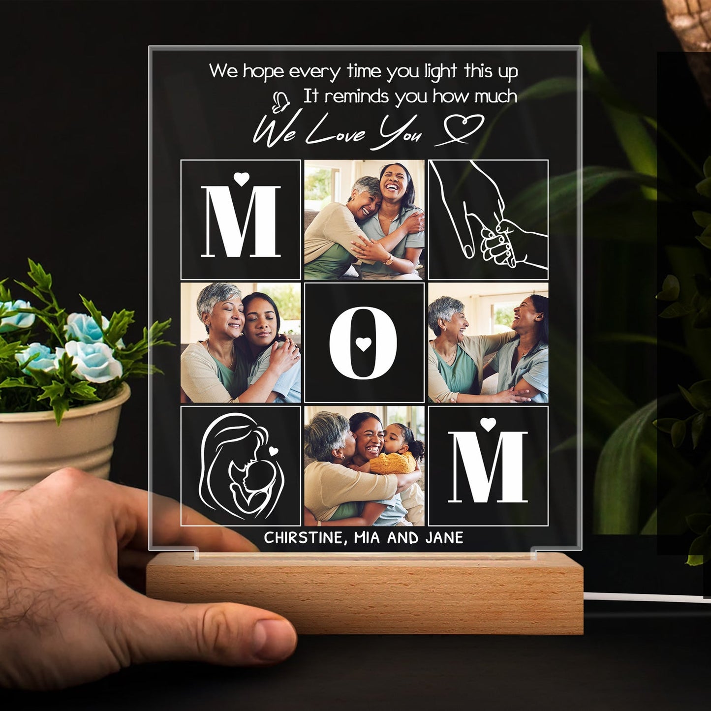 Personalized Photo Mom LED Light - "I Love You" Keepsake for Her