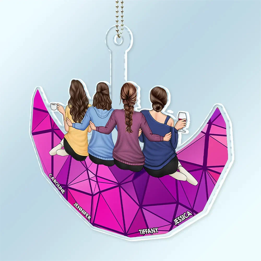 Custom 'Besties Friends Sisters on Moon' Car Hanger - Personalized Gift
