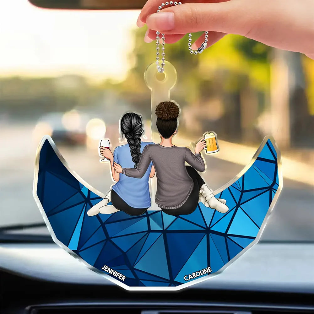 Custom 'Besties Friends Sisters on Moon' Car Hanger - Personalized Gift