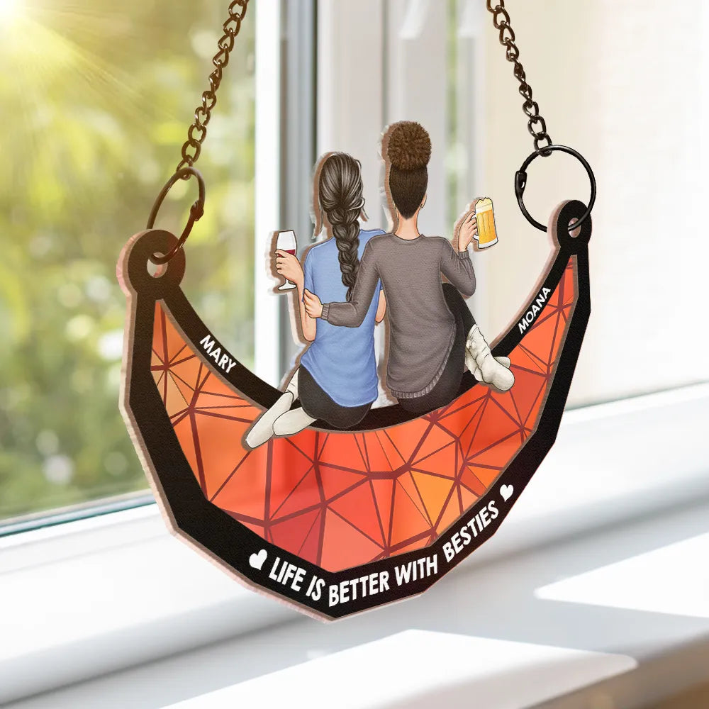 Personalized 'Not Sisters By Blood But Sisters By Heart' Suncatcher Ornament