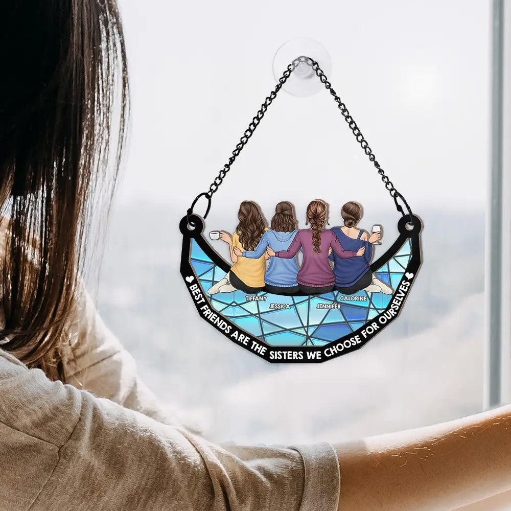 Personalized 'Not Sisters By Blood But Sisters By Heart' Suncatcher Ornament