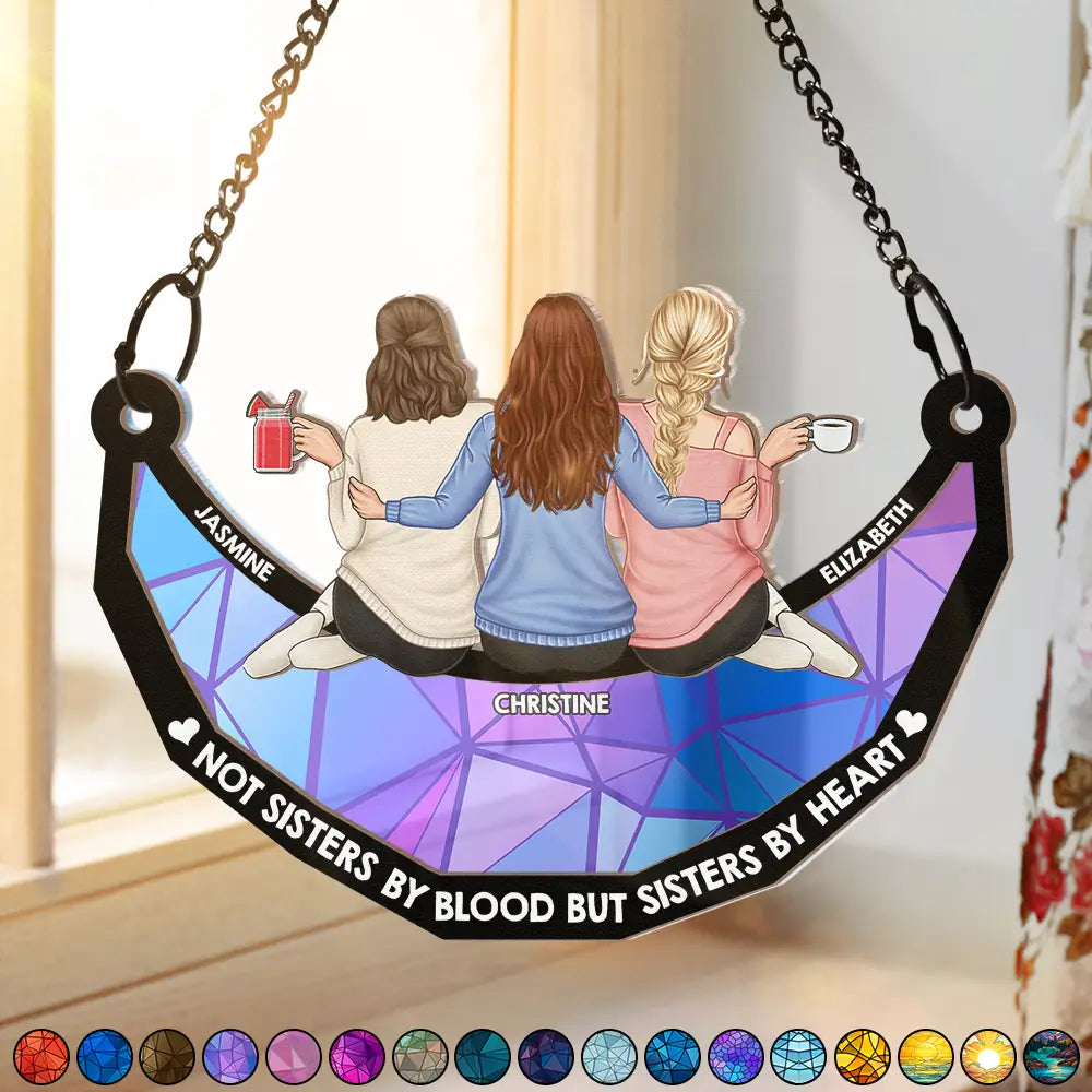 Personalized 'Not Sisters By Blood But Sisters By Heart' Suncatcher Ornament