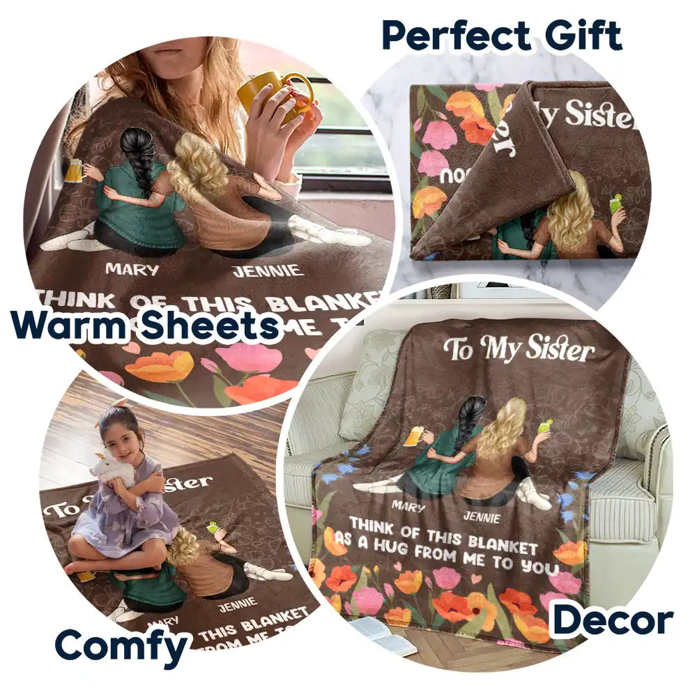 Heartfelt Personalized Sister Blanket - 'A Hug From Me To You' Gift