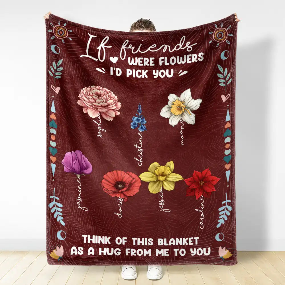 Personalized 'If Sisters Were Flowers' Blanket - A Heartfelt Hug Gift for Sisters
