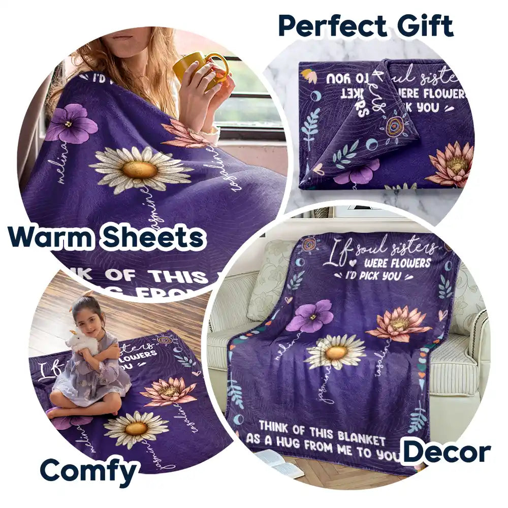 Personalized 'If Sisters Were Flowers' Blanket - A Heartfelt Hug Gift for Sisters