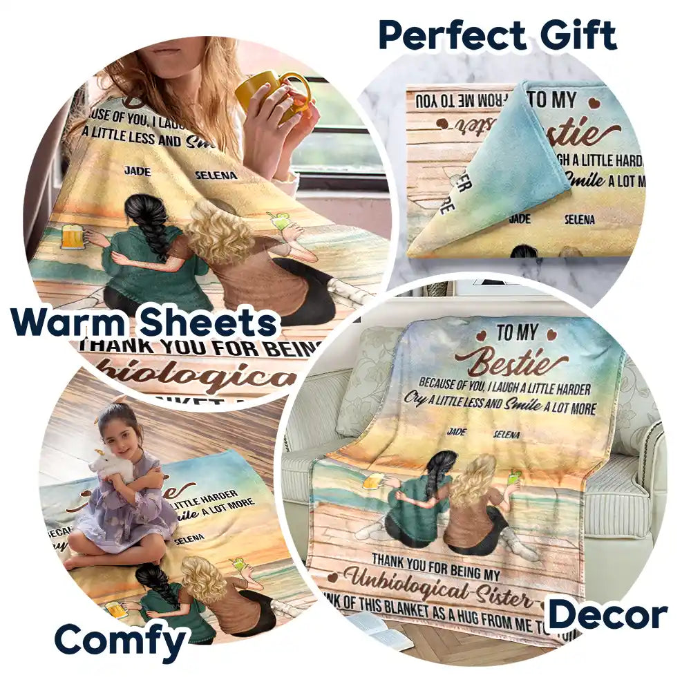 Gift For Bestie,Love - Because Of You I Laugh A Little Harder - Personalized Fleece Blanket, Sherpa Blanket