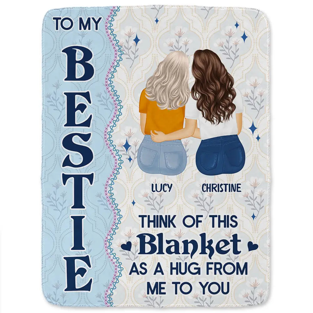Gift For Bestie, Gift For Sisters - Think Of This Blanket - Personalized Fleece Blanket, Sherpa Blanket