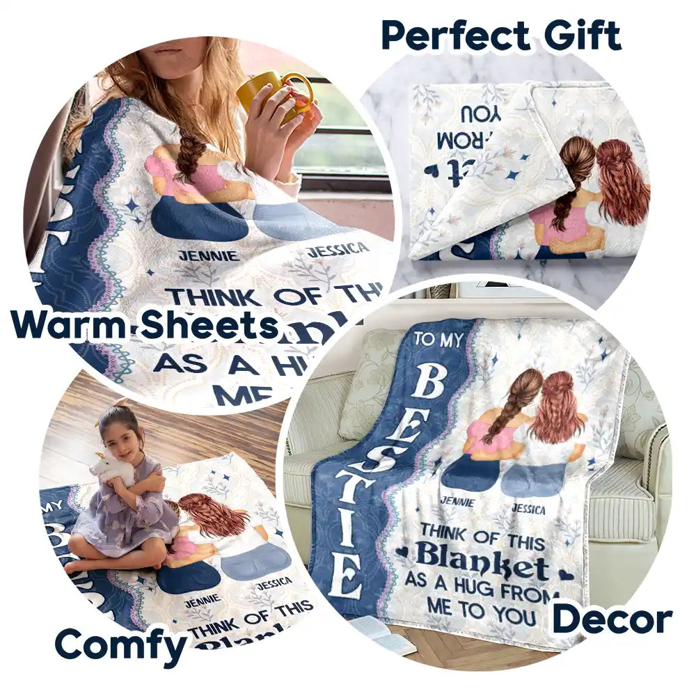 Gift For Bestie, Gift For Sisters - Think Of This Blanket - Personalized Fleece Blanket, Sherpa Blanket