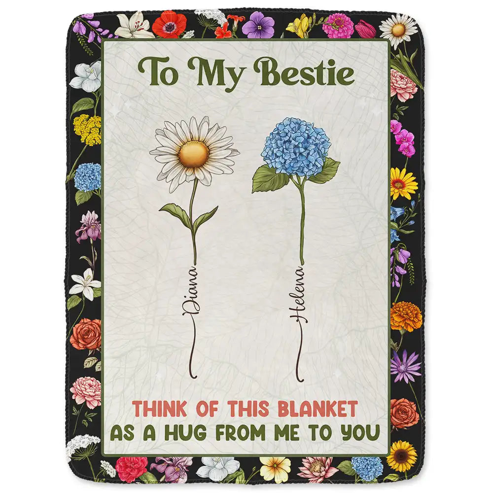 Gift For Mother,Gift For Grandma,Gift For Sibling,Gift For Sisters,Gift For Bestie,Love,Gift For Women,Gift For Yourself - Alphabet Flower A Hug From Me To You - Personalized Fleece Blanket, Sherpa Blanket