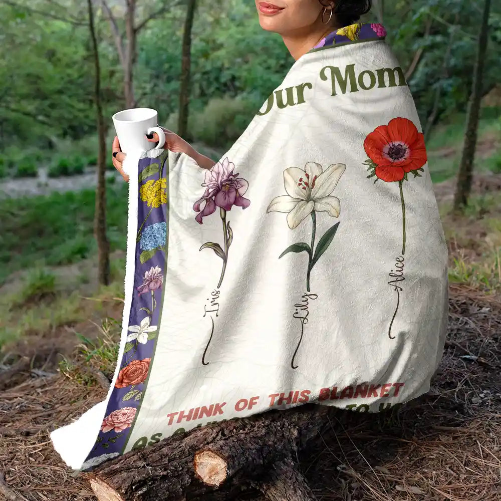 Gift For Mother,Gift For Grandma,Gift For Sibling,Gift For Sisters,Gift For Bestie,Love,Gift For Women,Gift For Yourself - Alphabet Flower A Hug From Me To You - Personalized Fleece Blanket, Sherpa Blanket