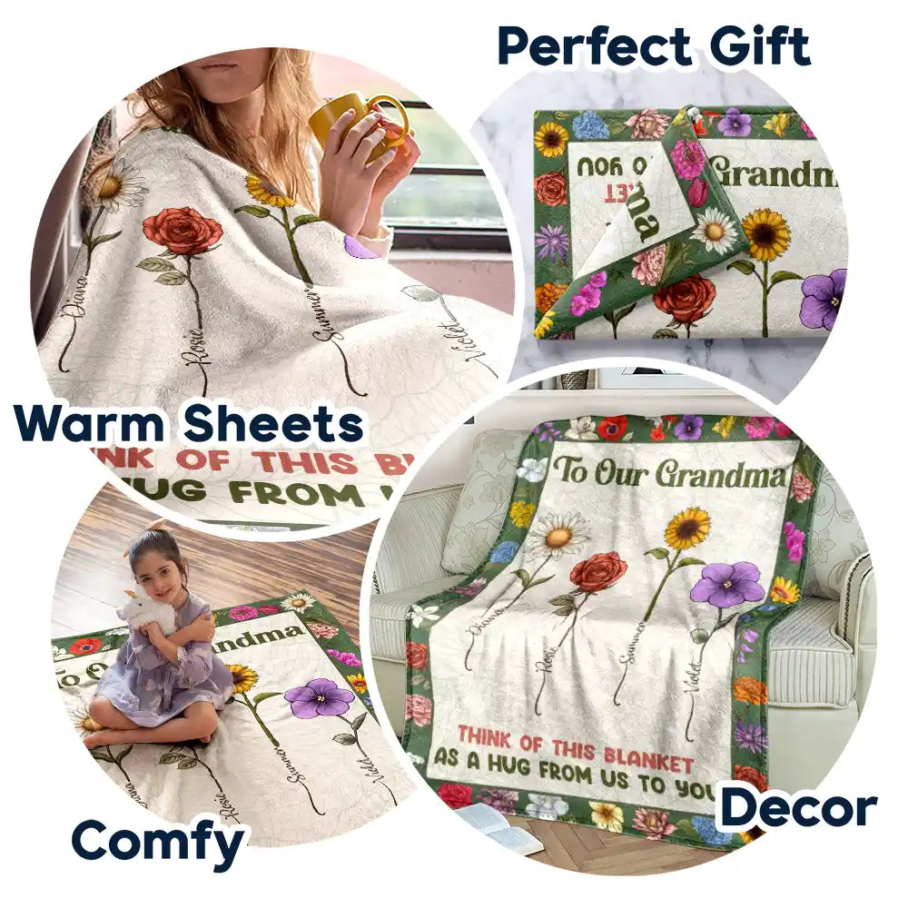 Gift For Mother,Gift For Grandma,Gift For Sibling,Gift For Sisters,Gift For Bestie,Love,Gift For Women,Gift For Yourself - Alphabet Flower A Hug From Me To You - Personalized Fleece Blanket, Sherpa Blanket