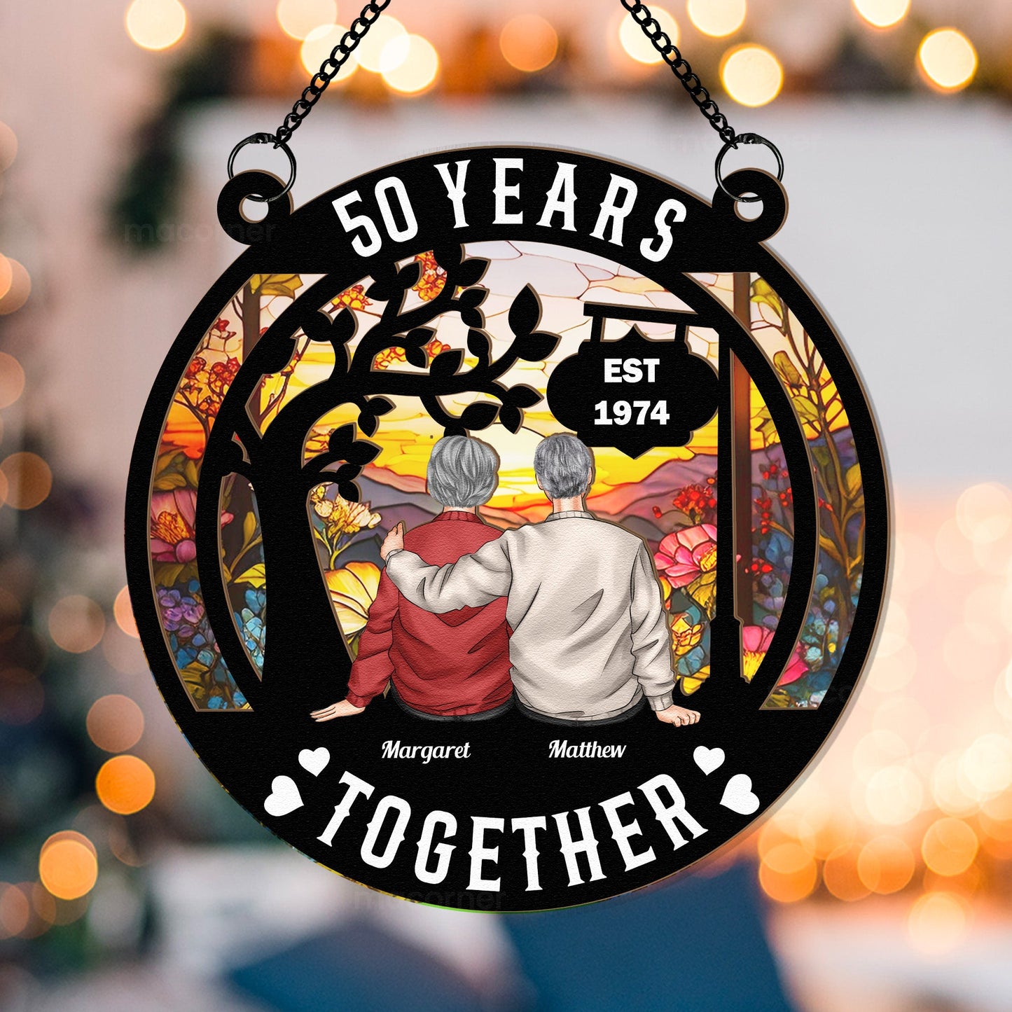 Personalized '50 Years Together' Anniversary Keepsake Suncatcher Ornament